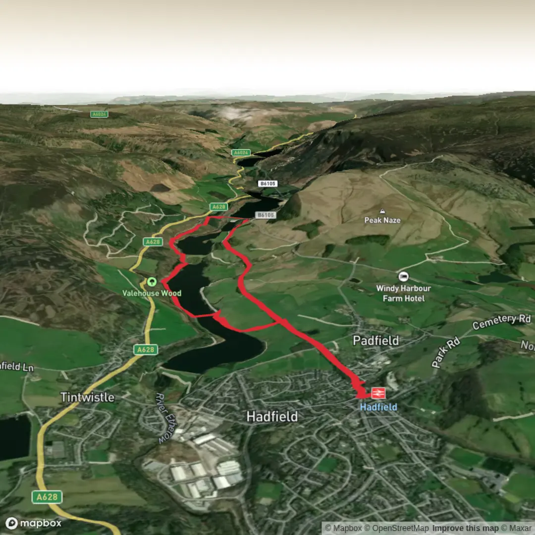 An image depicting the trail Hike from Padfield and its surrounding area.