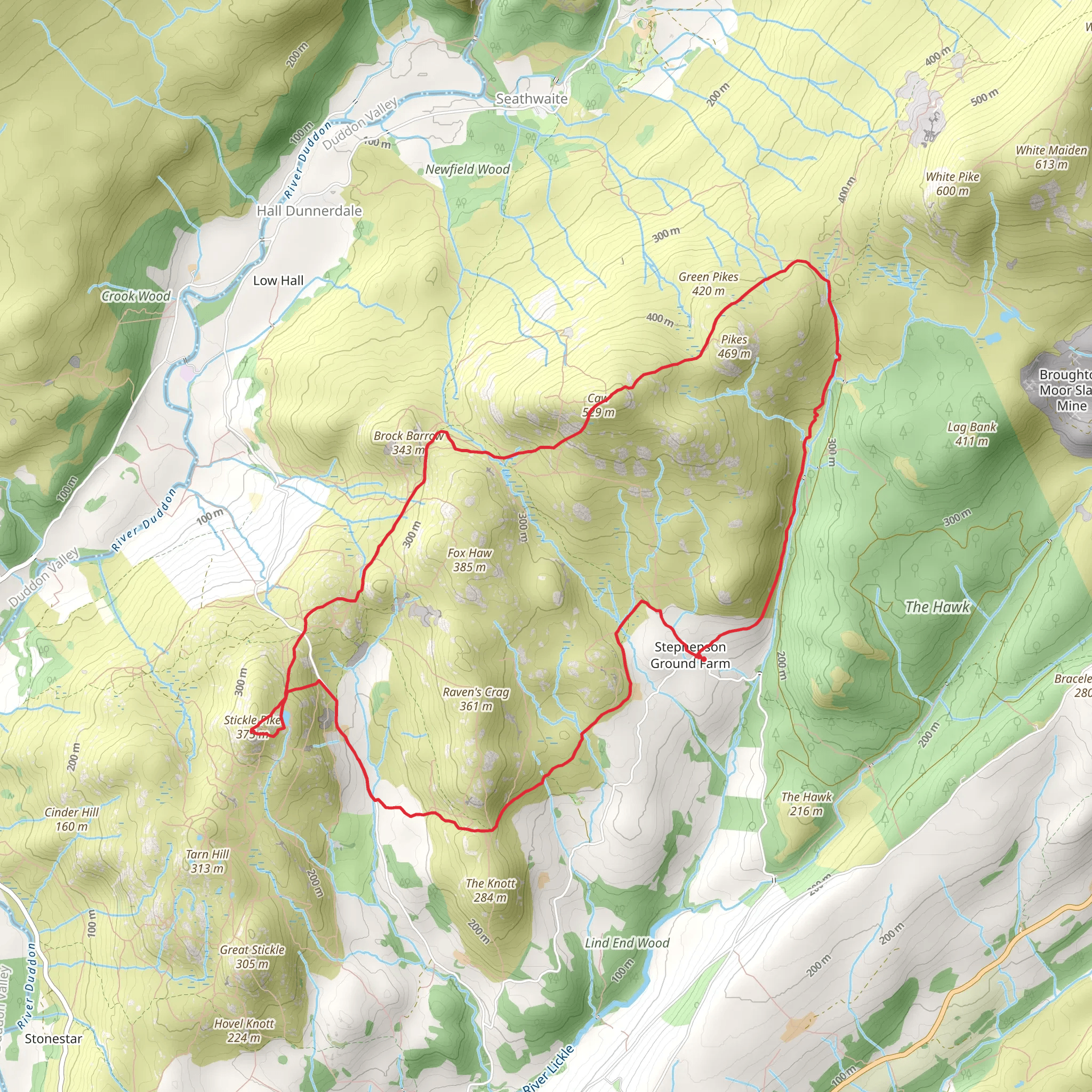 Caw, Sticke Pike and Stickle Tarn Loop mobile static map