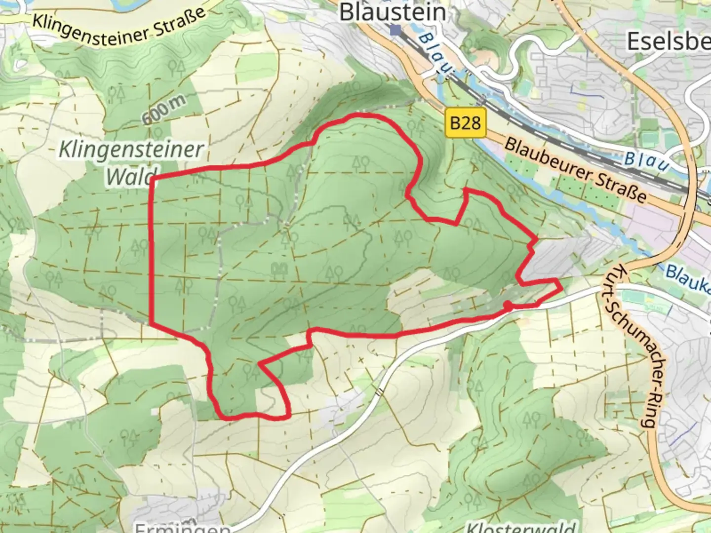 An image depicting the trail Roter Berg Loop and its surrounding area.