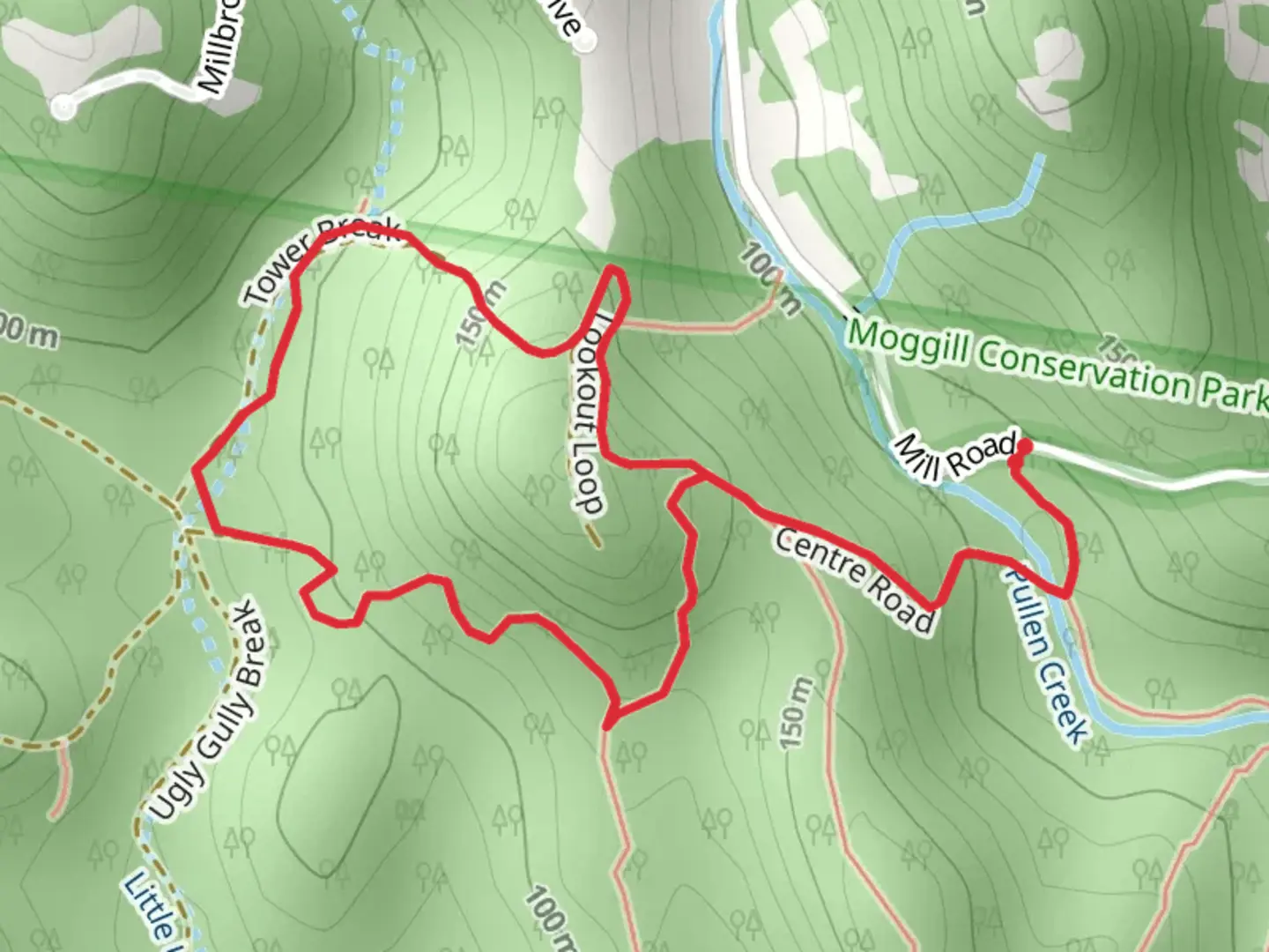An image depicting the trail Tower Break Loop Track and its surrounding area.
