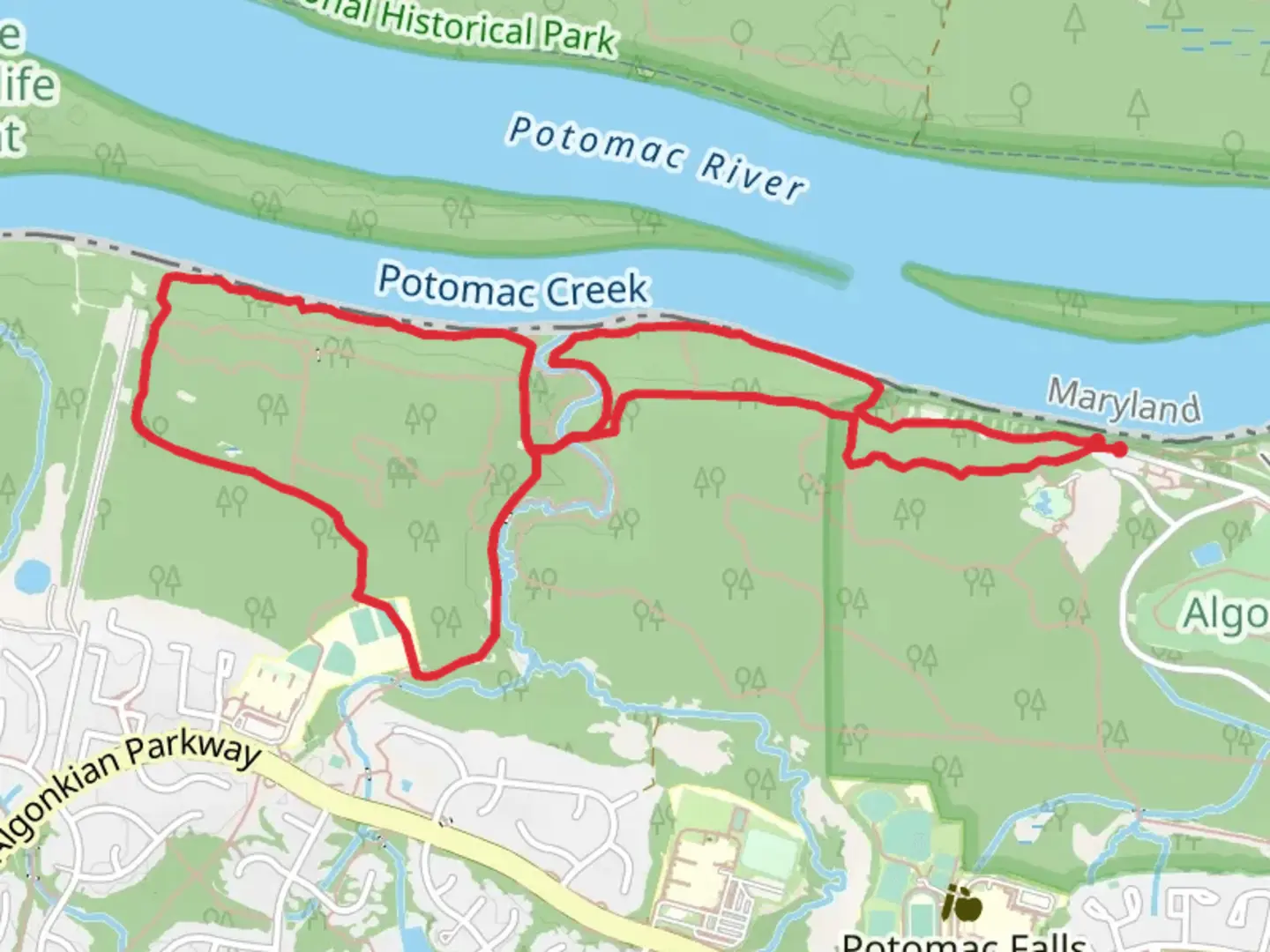 An image depicting the trail White Trail, Barred Owl Trail and West River Loop Trail and its surrounding area.
