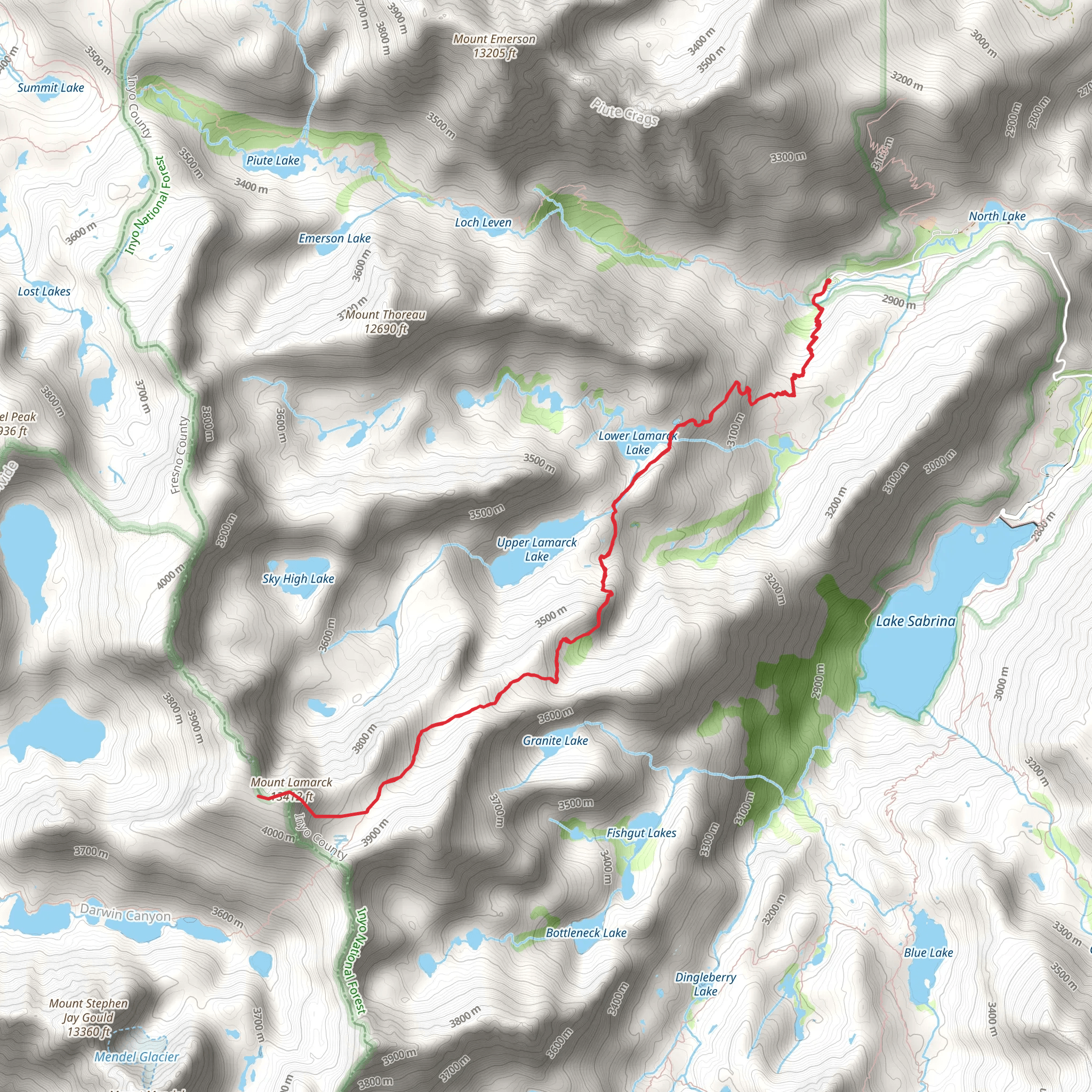 Mount Lamarck via Lamarck Creek mobile static map