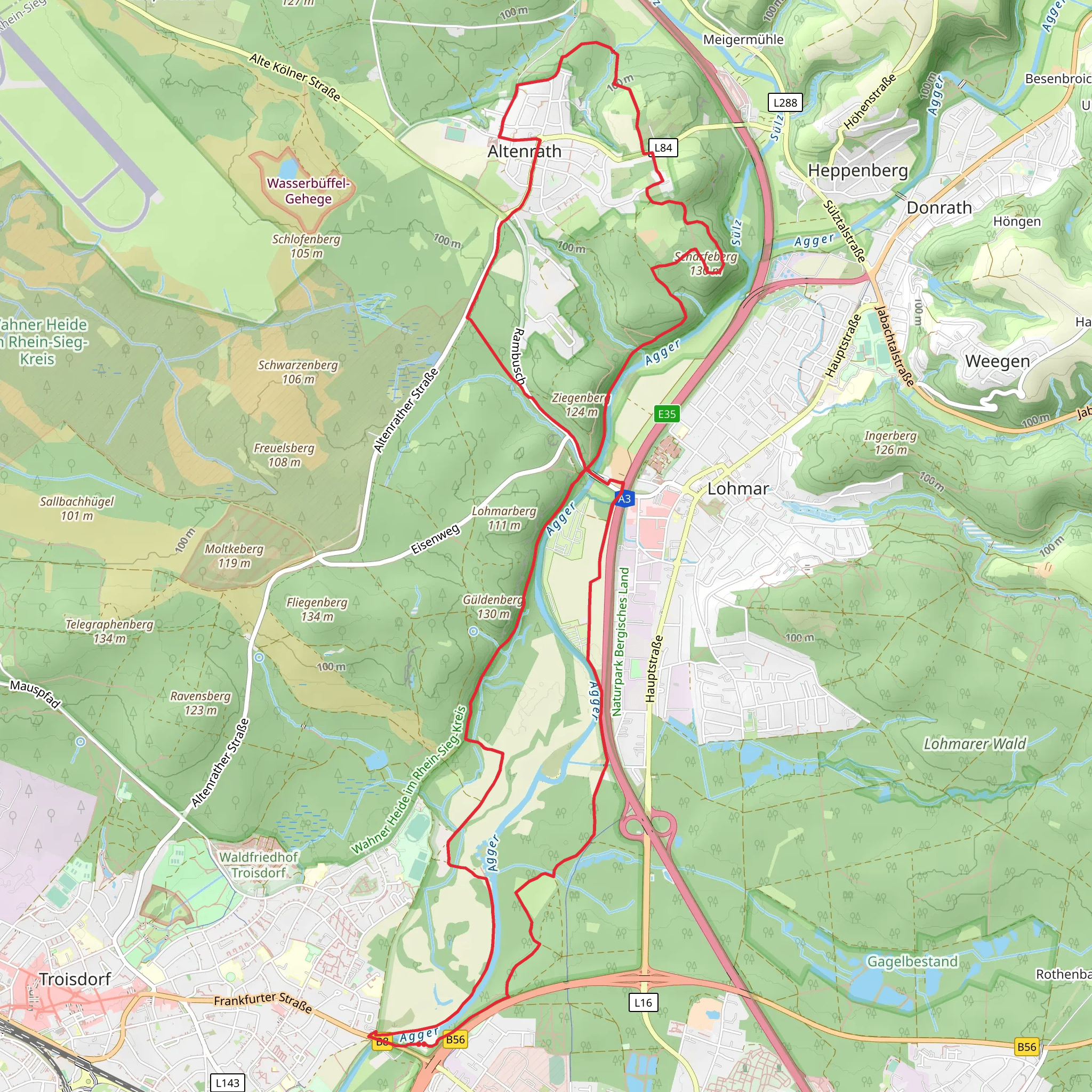 Aggerause Zwischen Lohmar und Siegburg Loop mobile static map