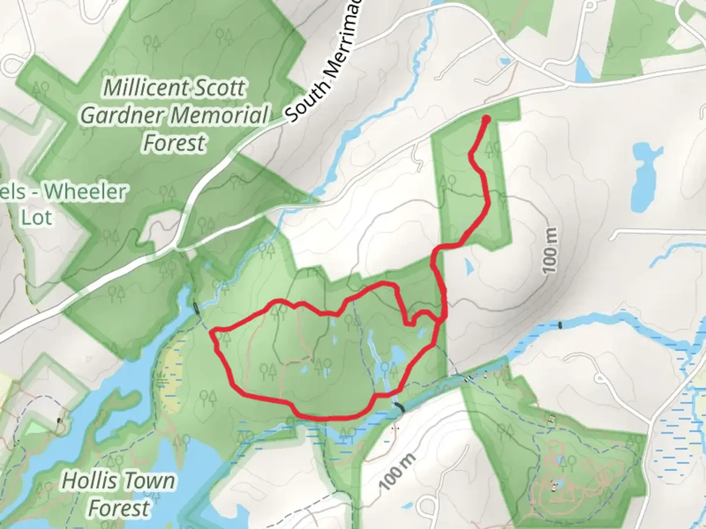An image depicting the trail Dunklee Pond and Muddy Brook Loop and its surrounding area.