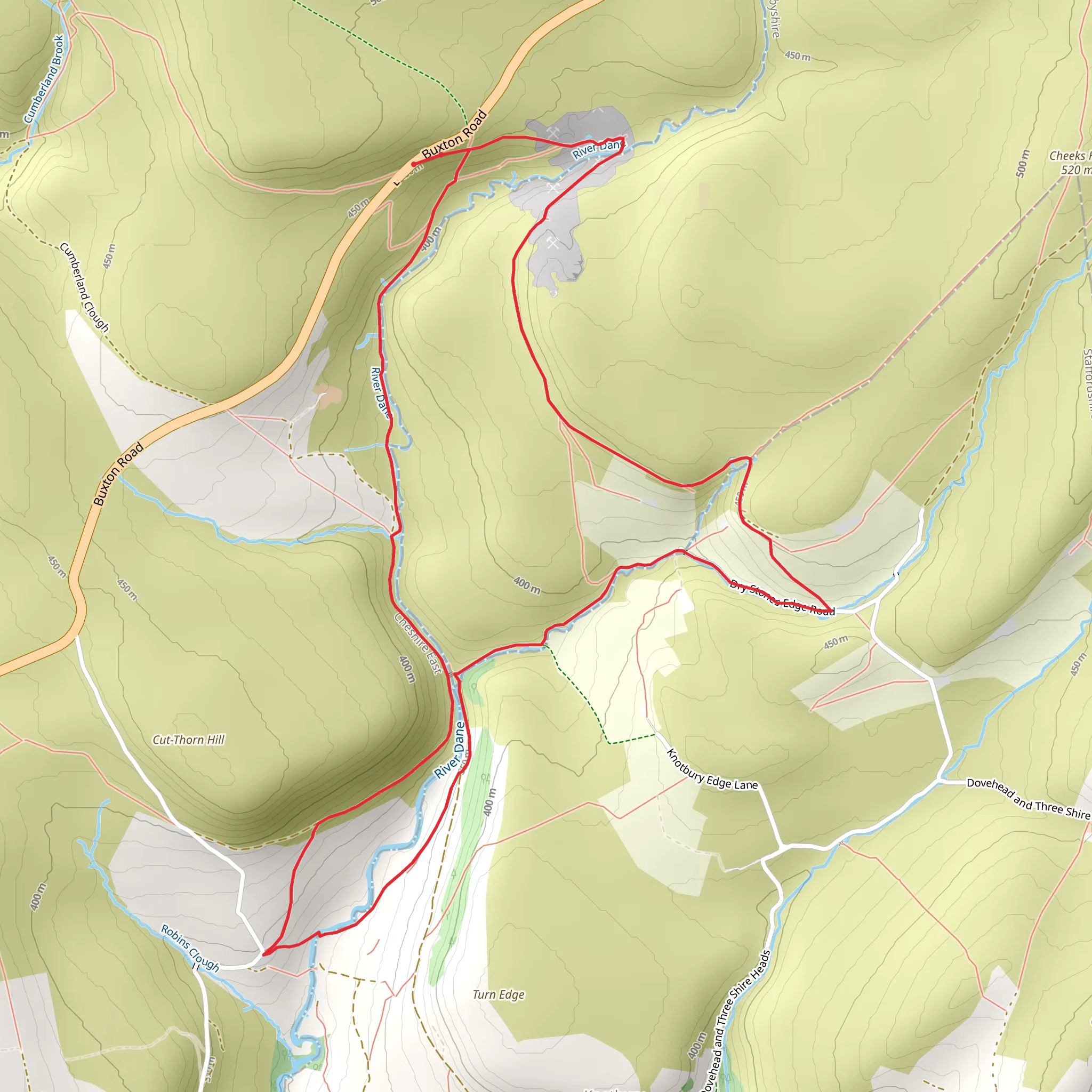 Three Shires Head from Danebower Hollow mobile static map