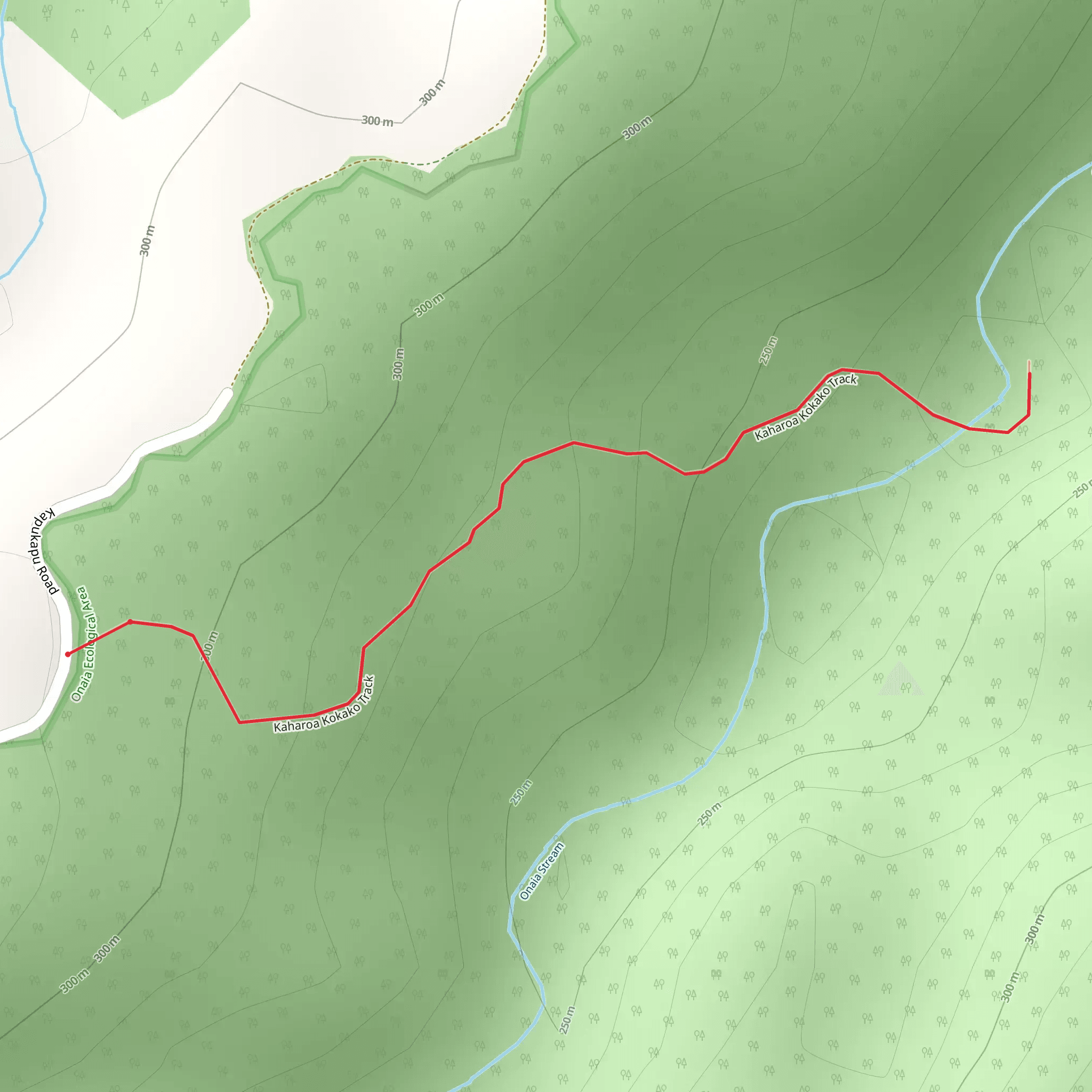 Kaharoa Kōkako Track mobile static map