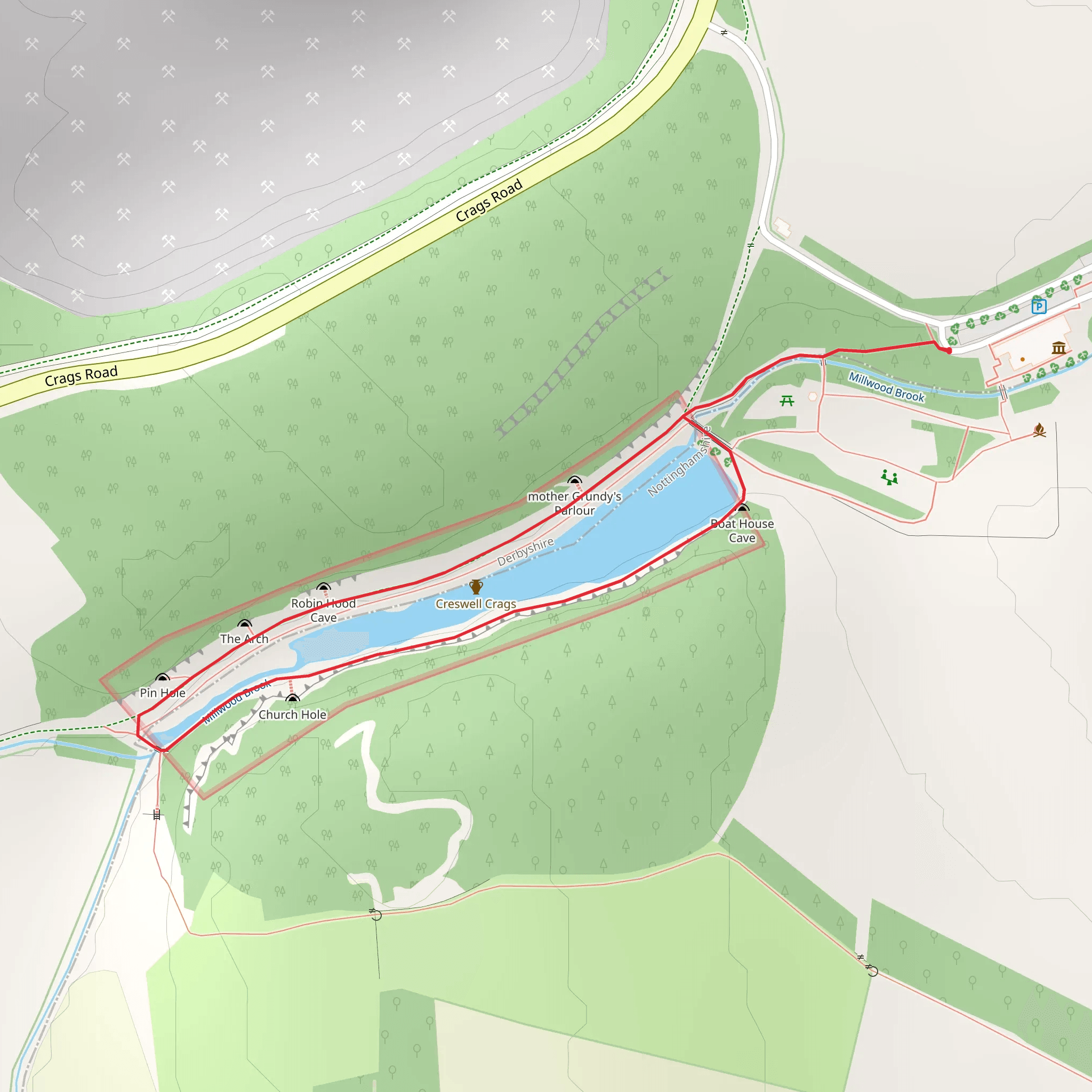 Creswell Crags Loop mobile static map