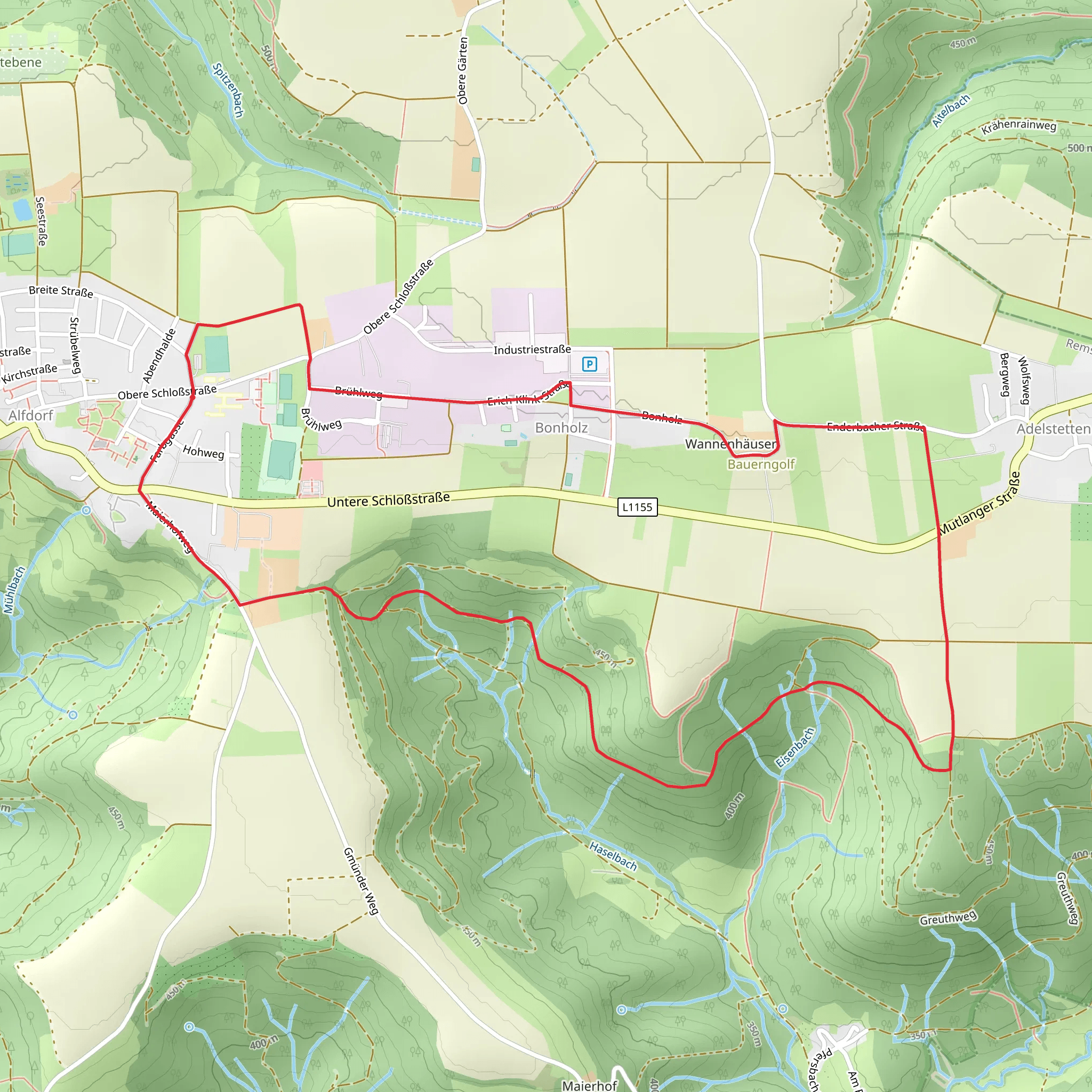 Haselbach Rundweg and Mutlanger Loop mobile static map