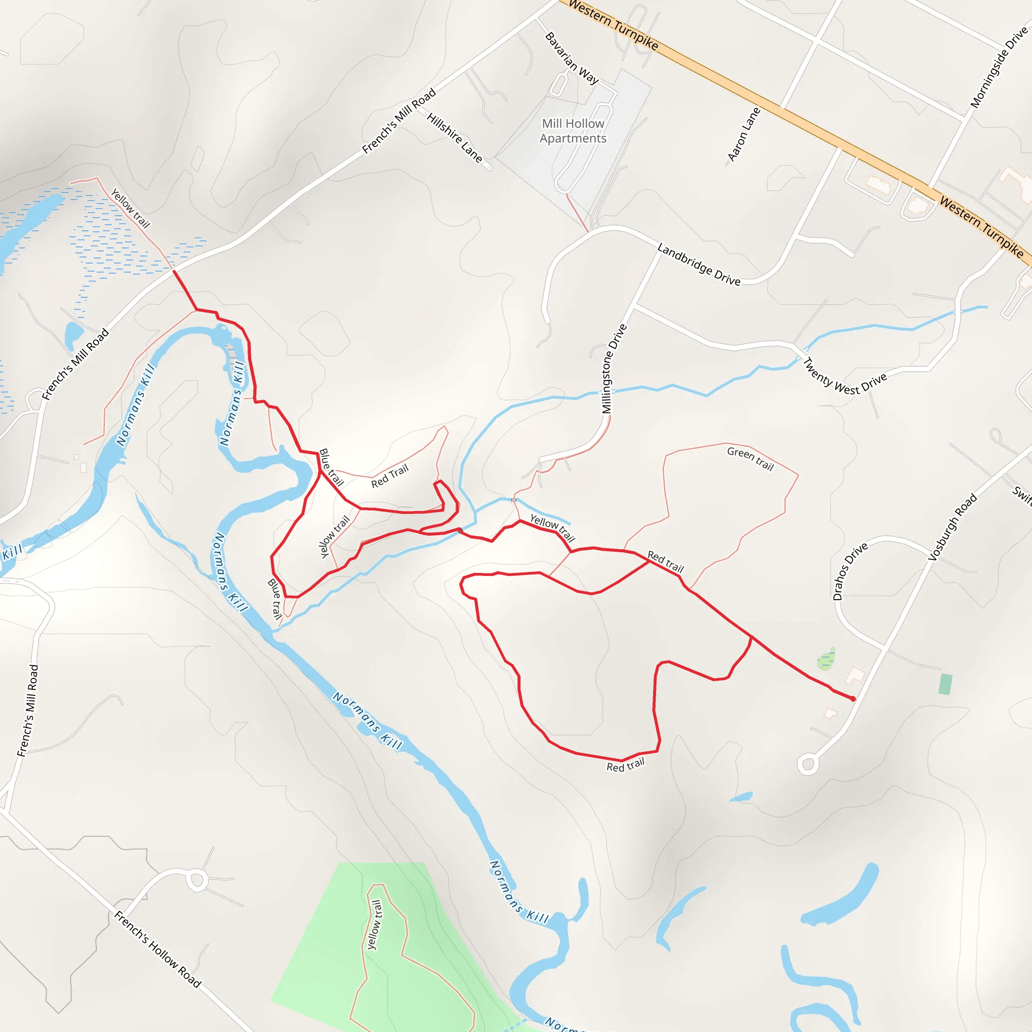 Trail along the Normans Kill mobile static map