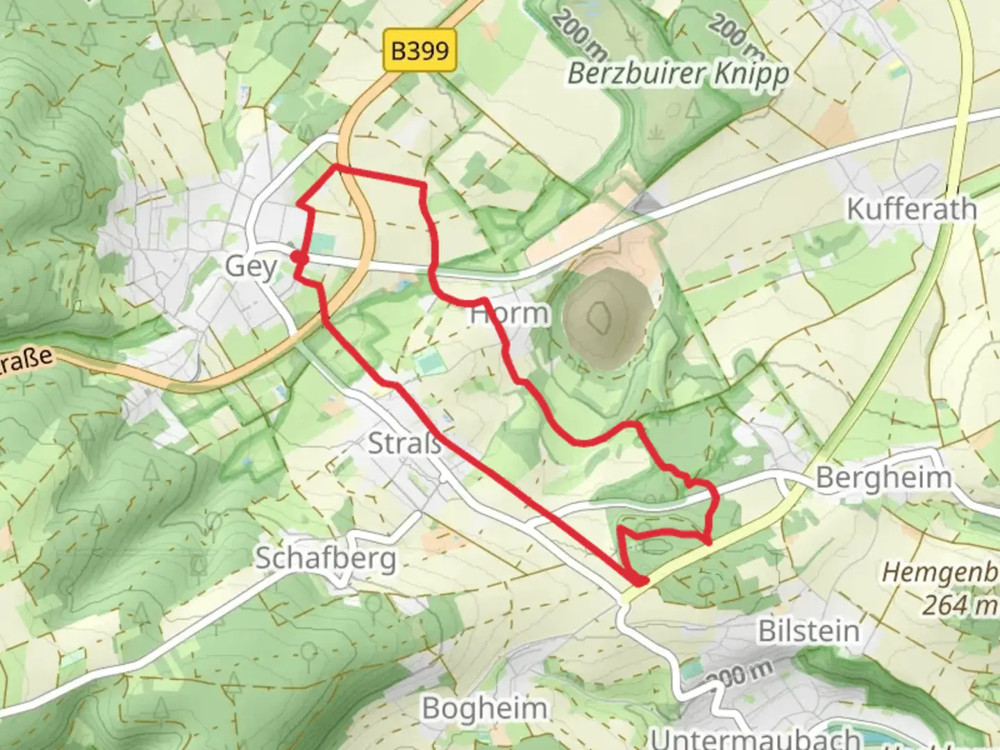 An image depicting the trail Kufferather Bach via Ardbinna Wanderweg and its surrounding area.