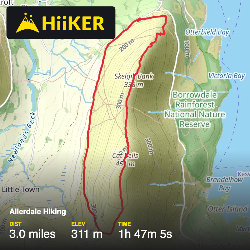 A map preview of the recording Allerdale Hiking.