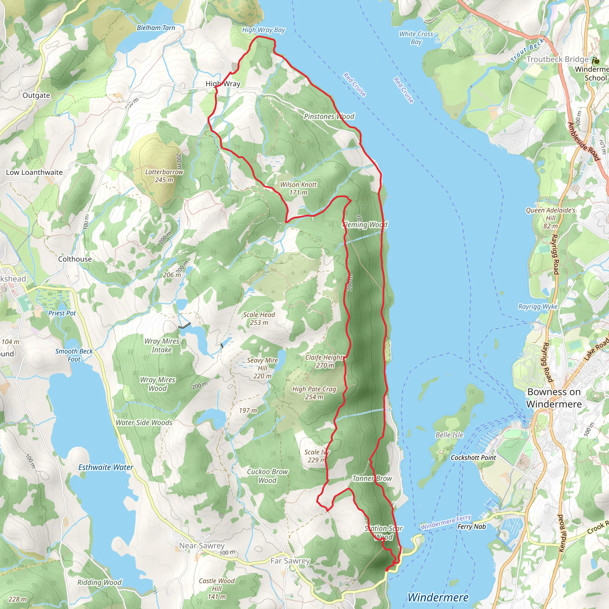 Harwood Hows Wood, Pinstones Wood and Tanner Bow Loop mobile static map