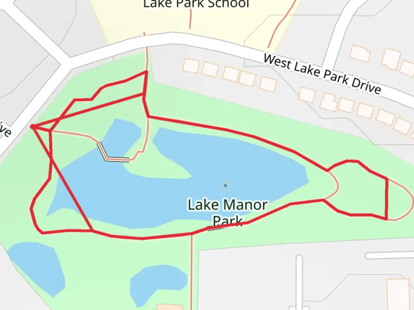 An image depicting the trail Lake Manor Park Loop and its surrounding area.