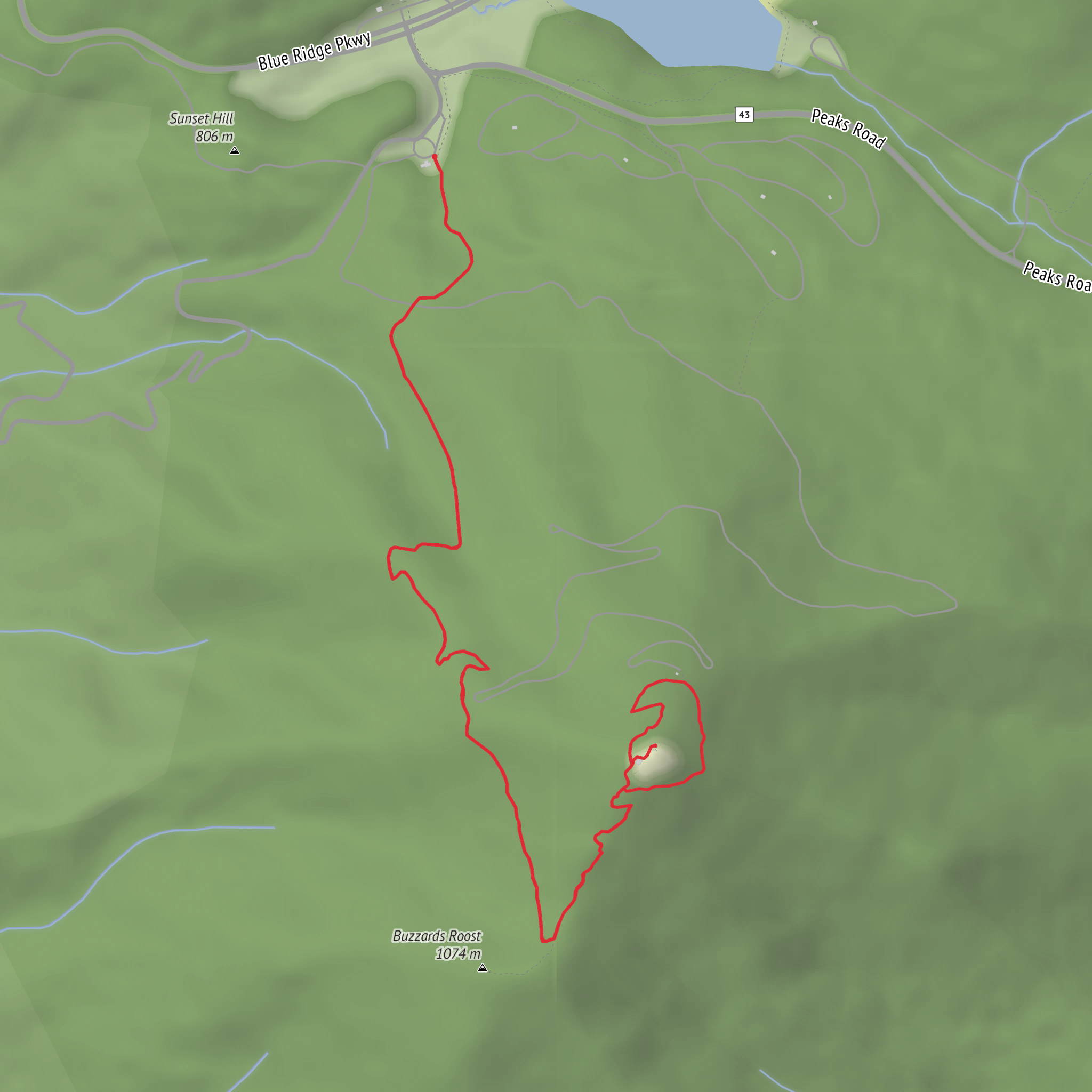 Sharp Top Mountain via Sharp Top Return Trail mobile static map