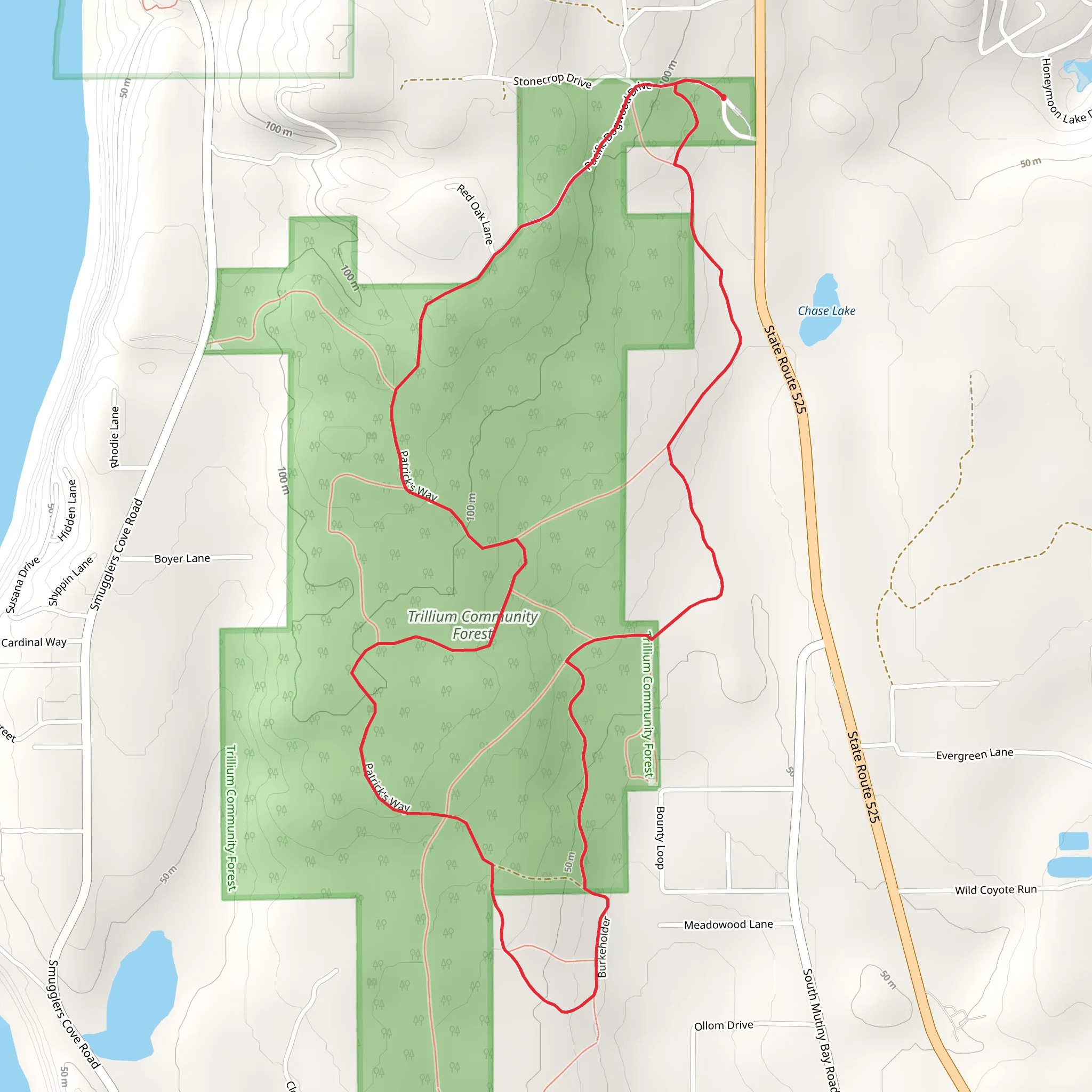 Trillium Community Forest Loop mobile static map