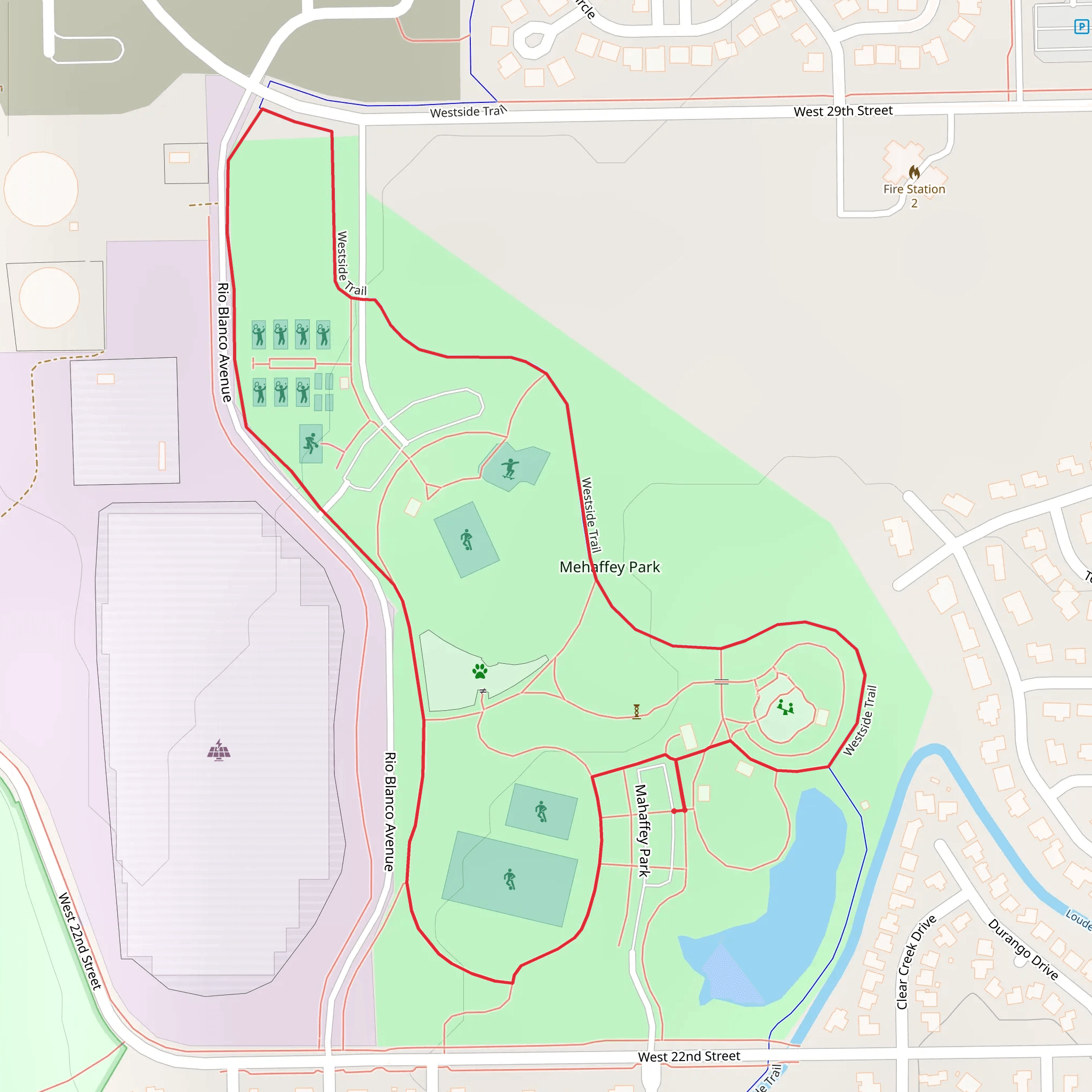 Mehaffey Park via Westside trail mobile static map