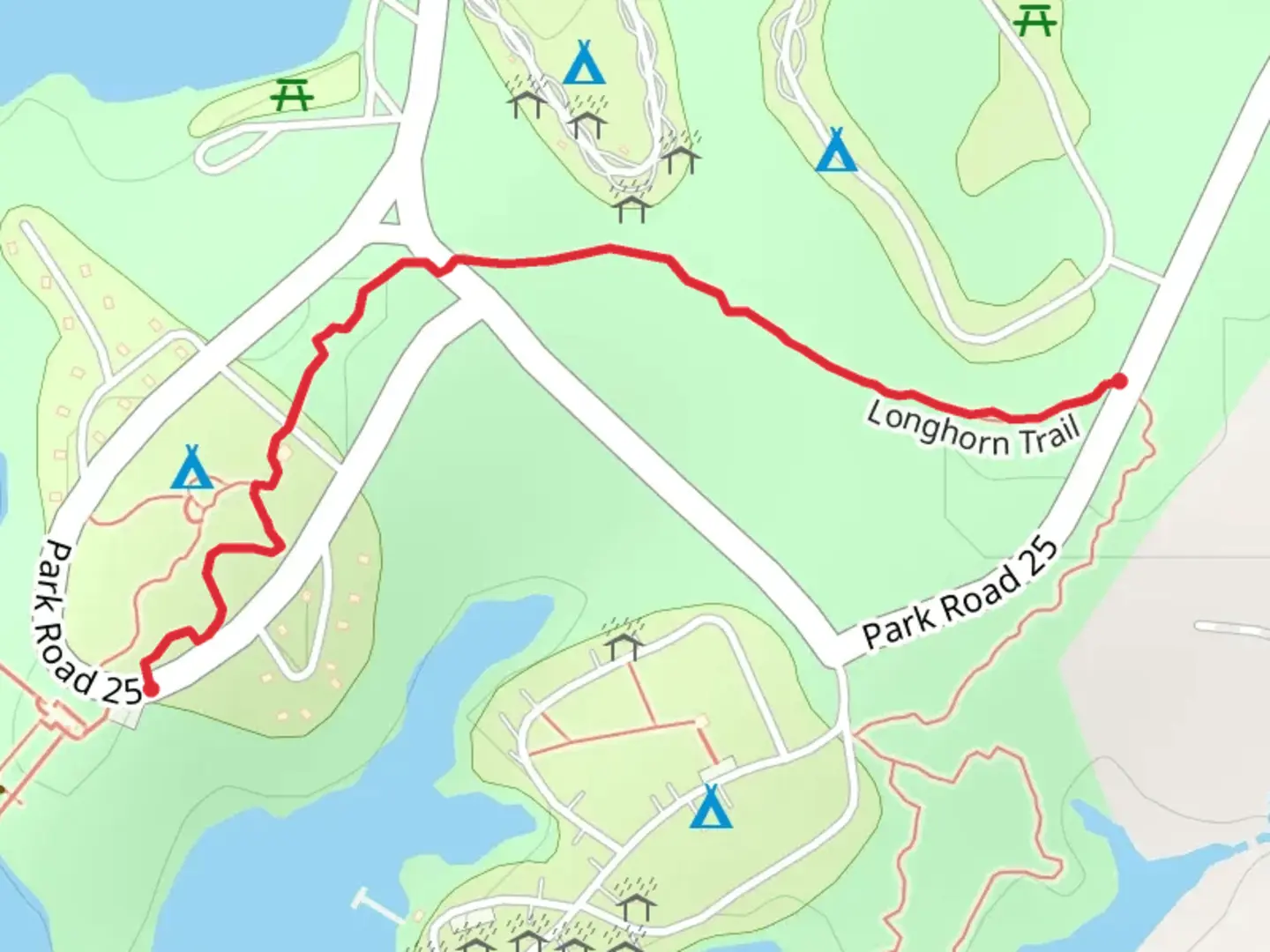 An image depicting the trail Longhorn Trail and its surrounding area.