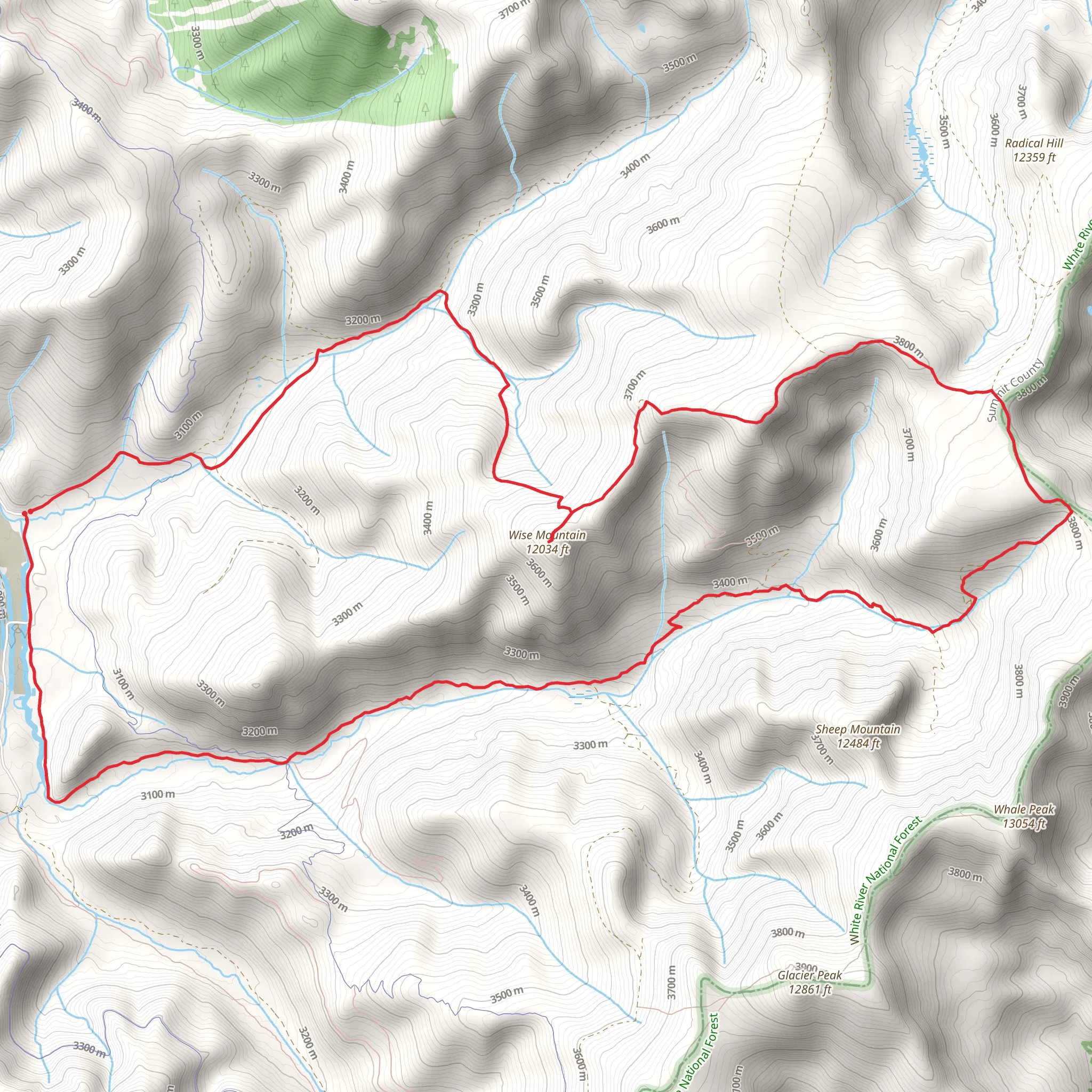 Wise Mountain via CDT and North Fork Swan River mobile static map