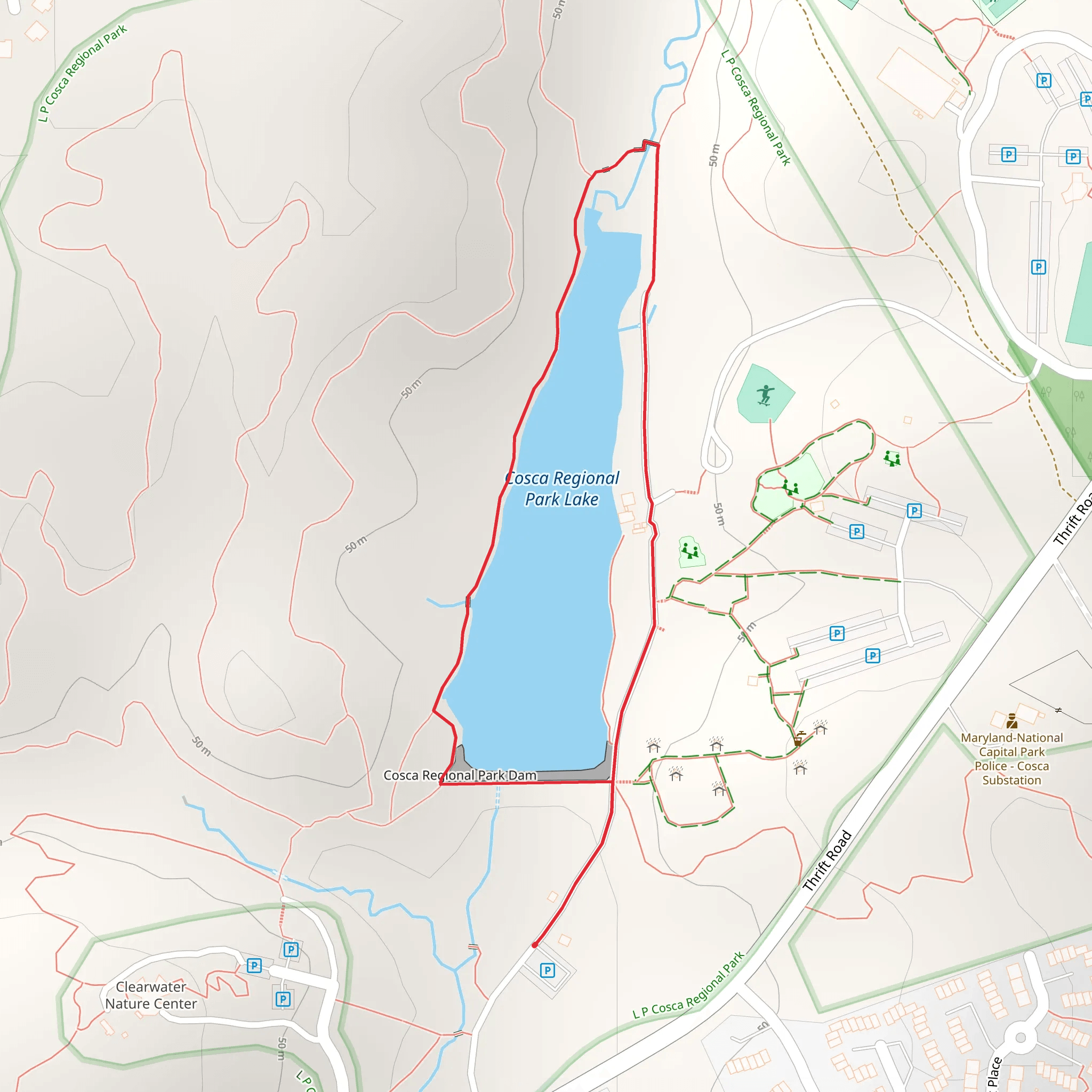 Cosca Regional Park Lake Loop mobile static map