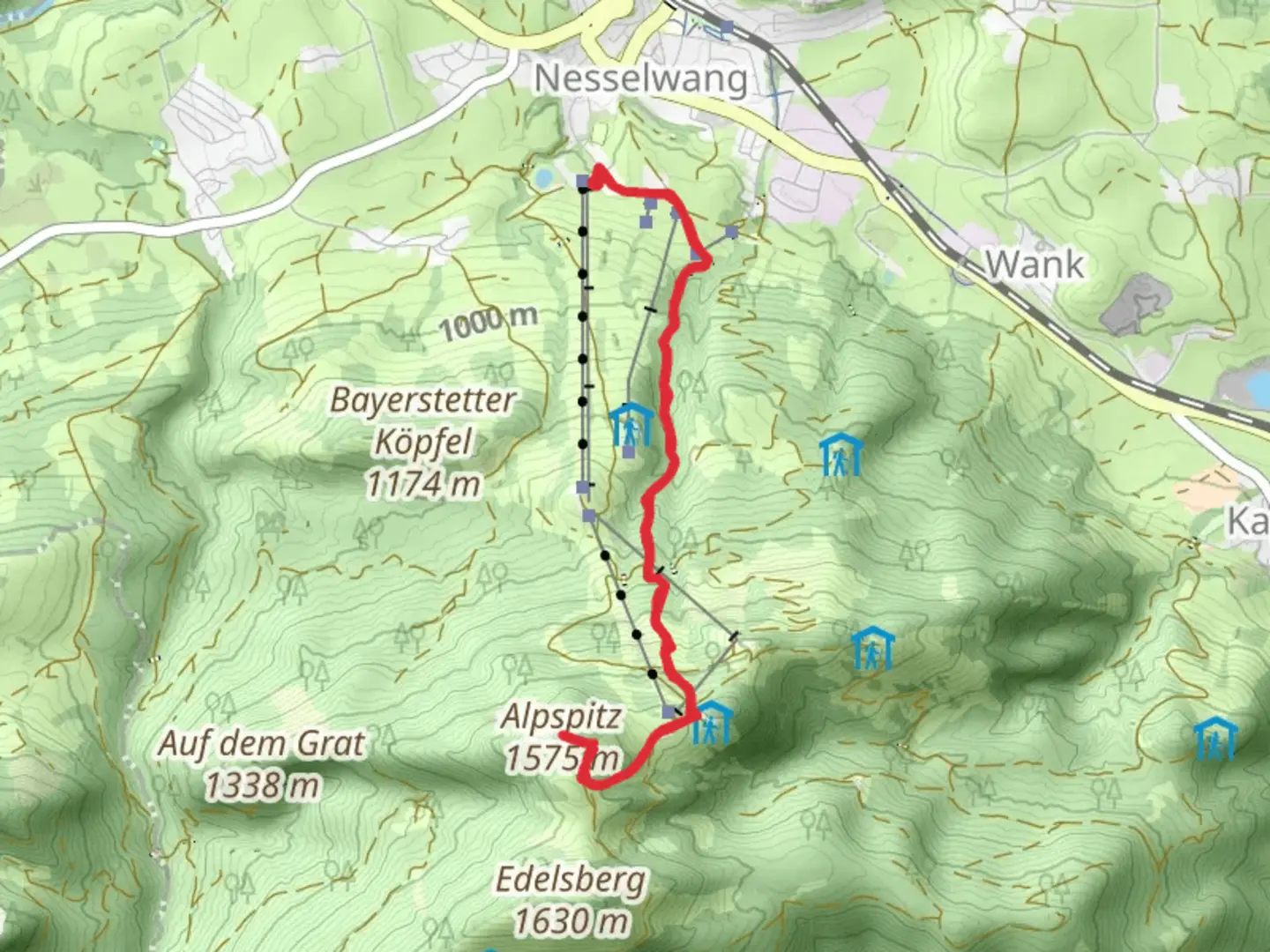An image depicting the trail Alpspitz Out and Back and its surrounding area.