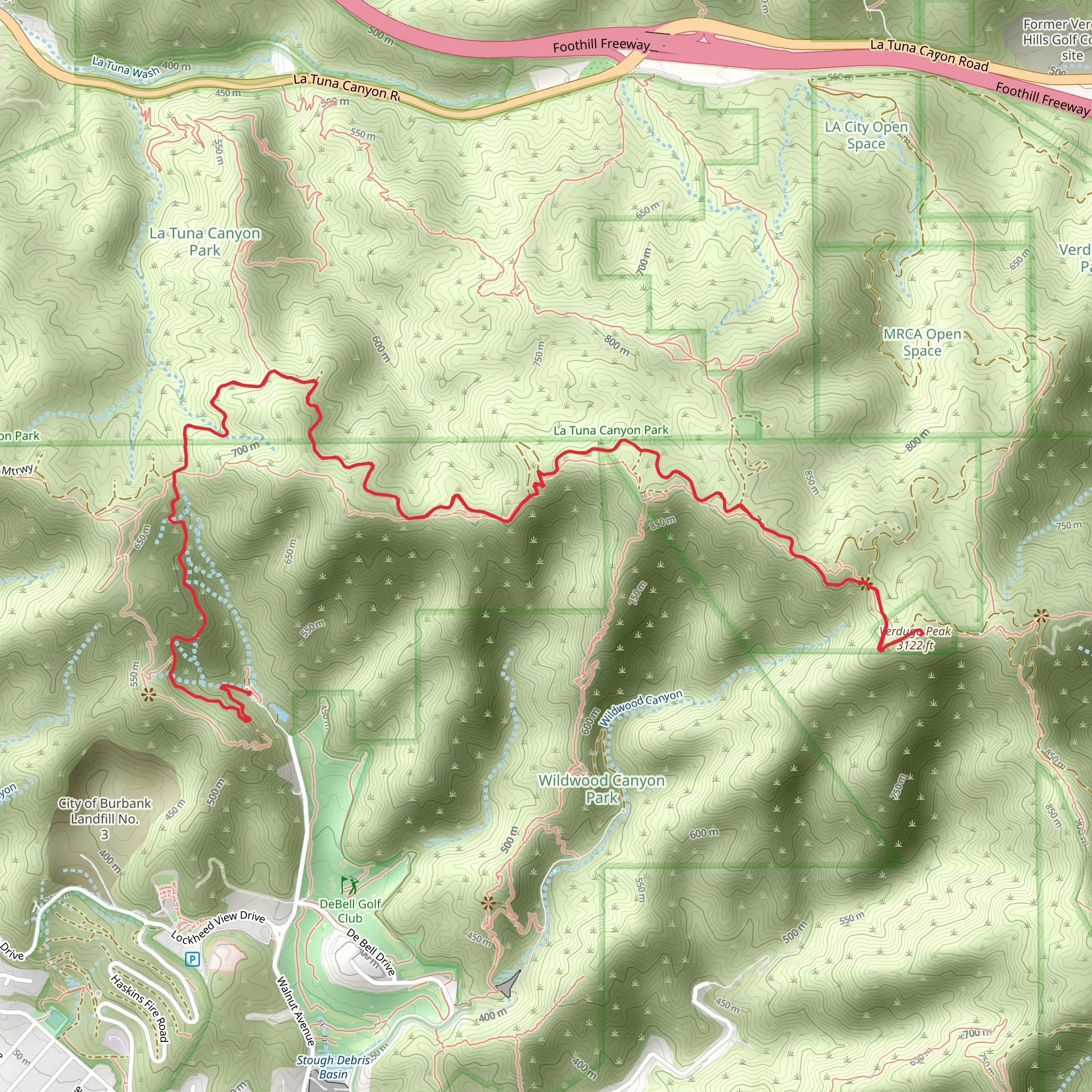 Verdugo Peak via Stough Canyon Motorway mobile static map
