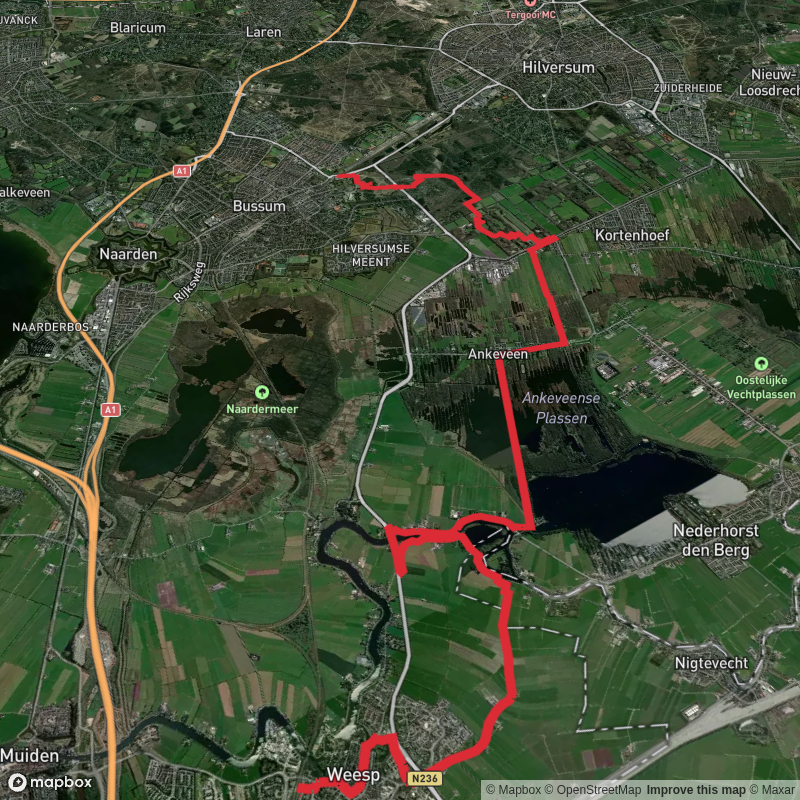 Weesp to Bussum Zuid via Trekvogelpad
