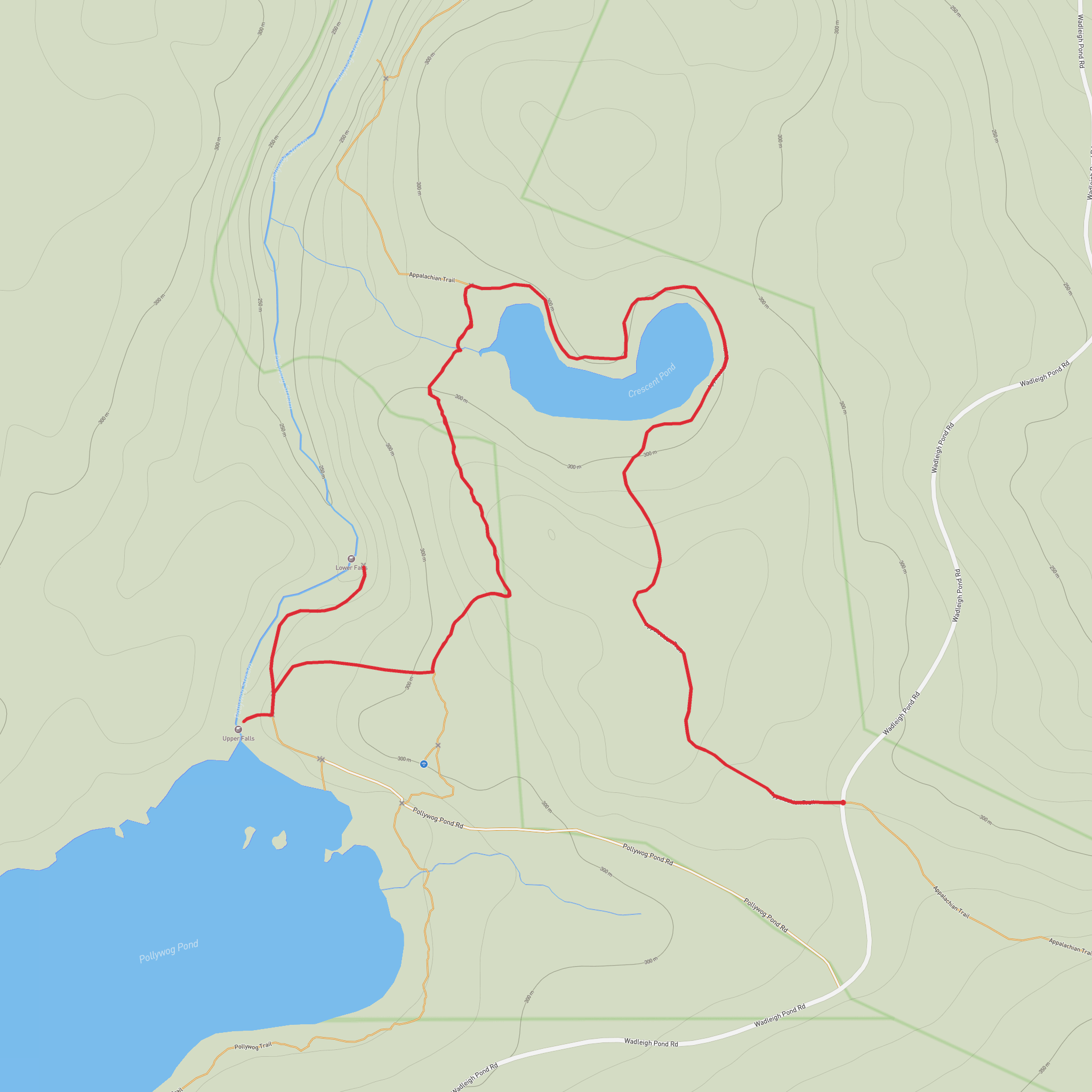 Upper and Lower Pollywog Falls via Appalachian Trail and Great Cir trail mobile static map