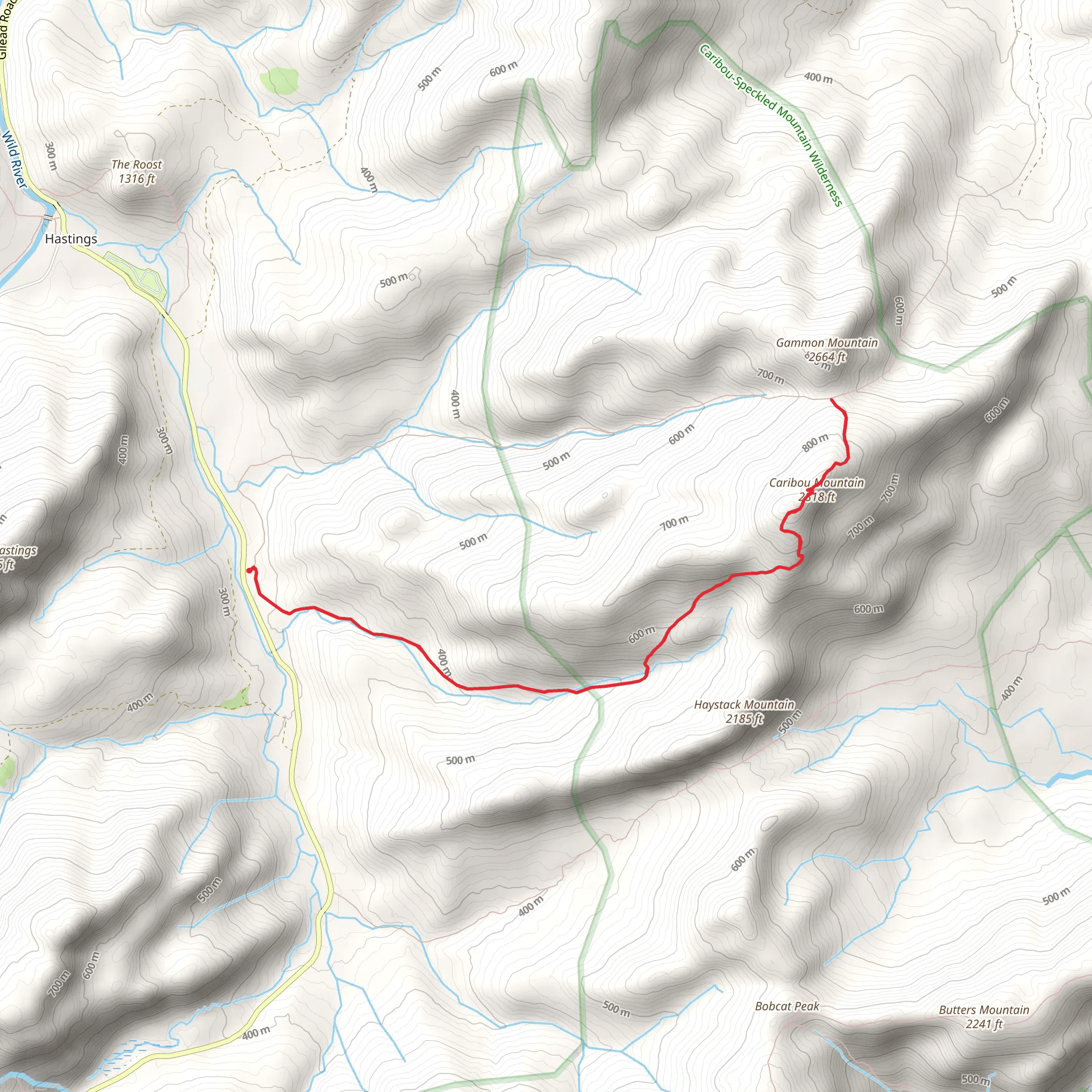 Caribou Mountain via Mud Brook mobile static map