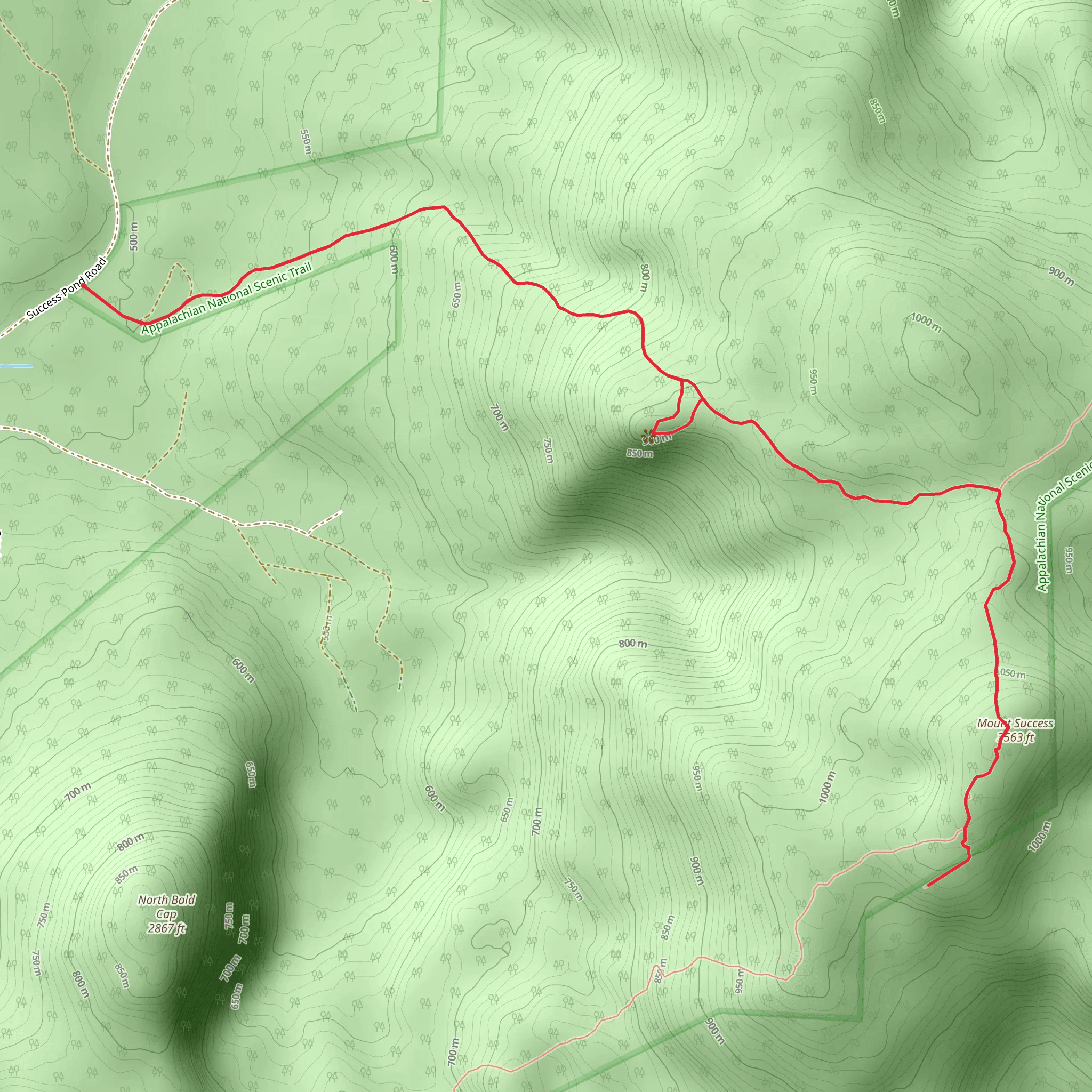 The Outlook and Mount Success Trail mobile static map