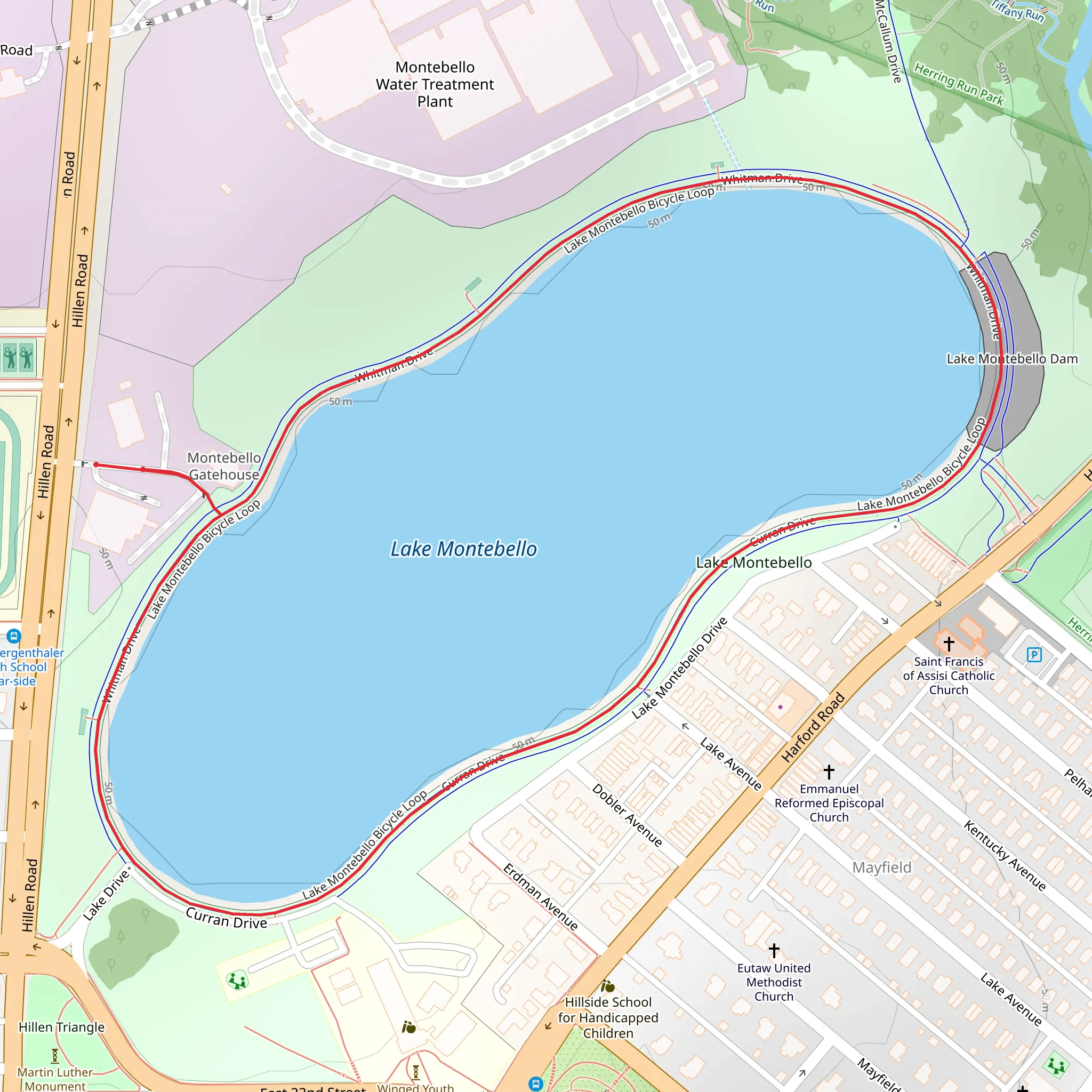 Lake Montebello Loop mobile static map