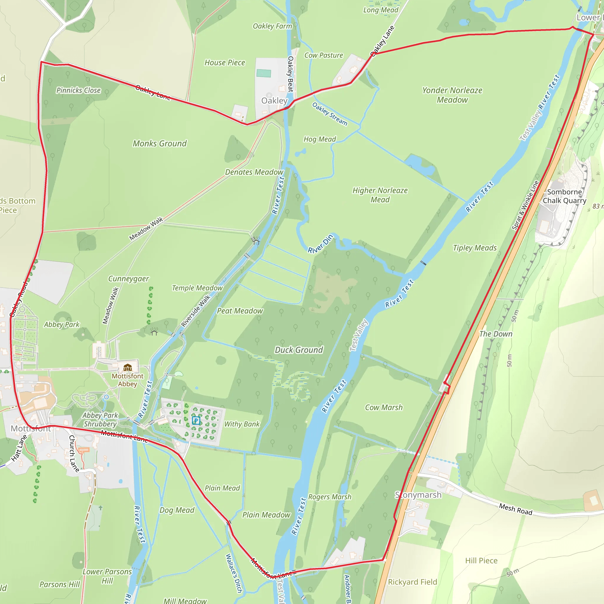 Mottisfont Abbey Loop mobile static map