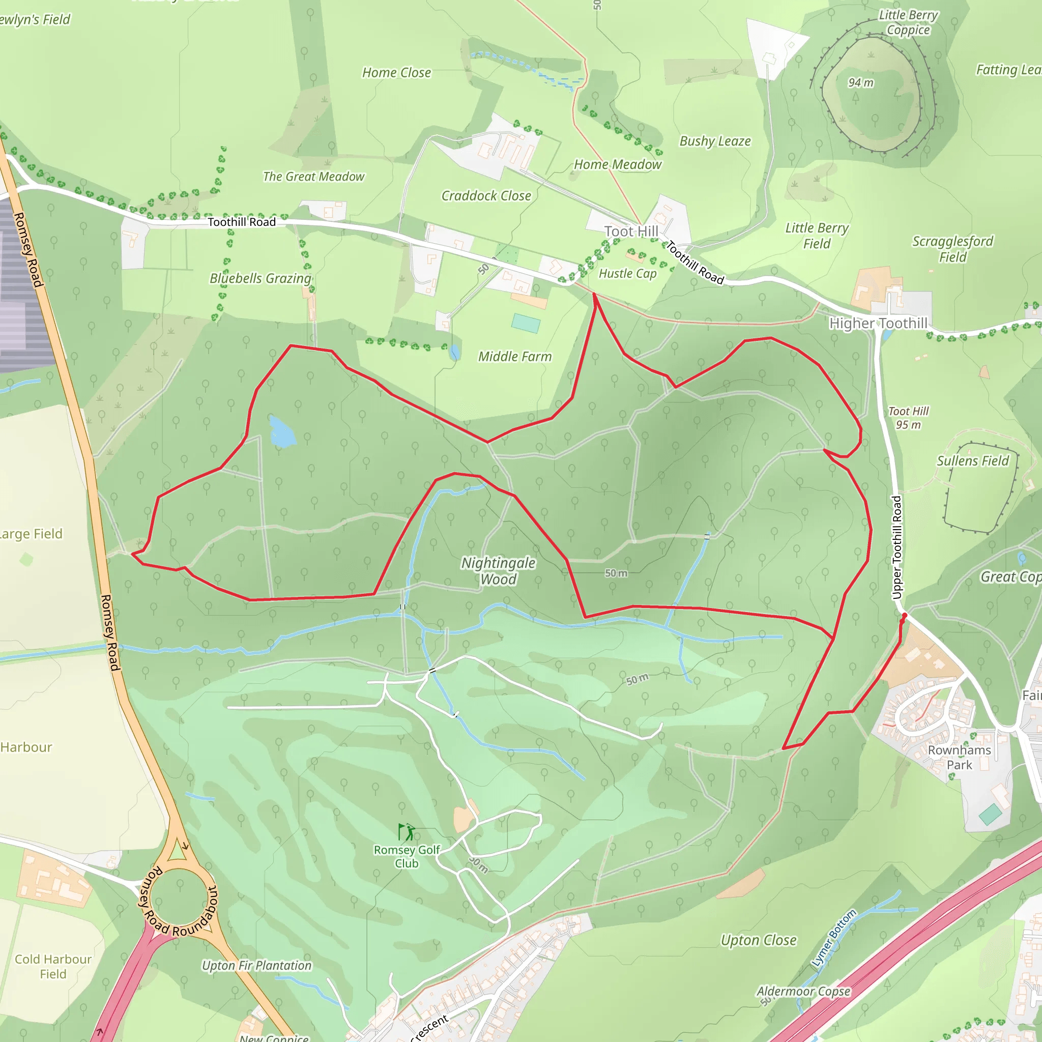 Nightingale Wood Loop mobile static map