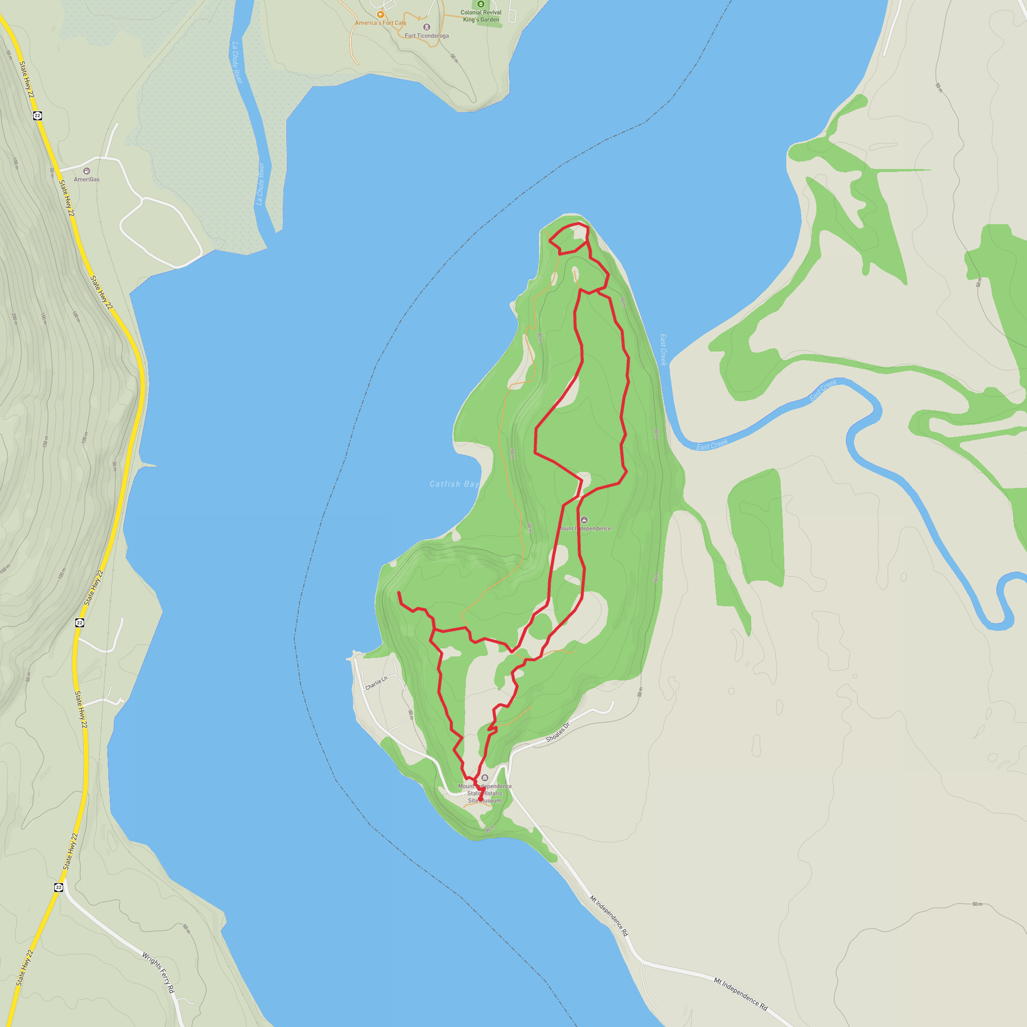 Mount Independence via Orange Trail mobile static map