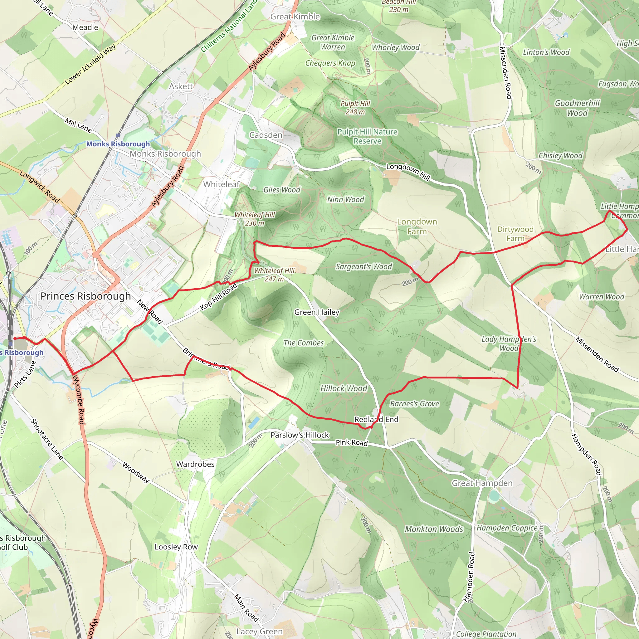 Princes Risborough Circular mobile static map