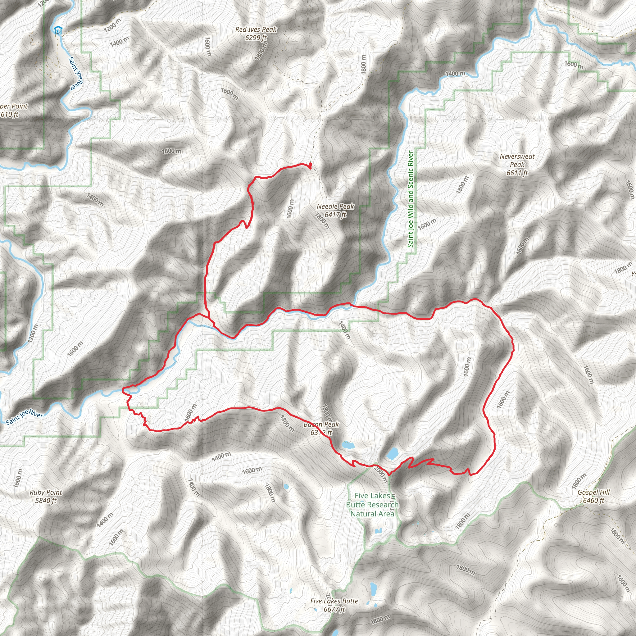Elbow Ridge Trail and Bacon Loop Trail mobile static map
