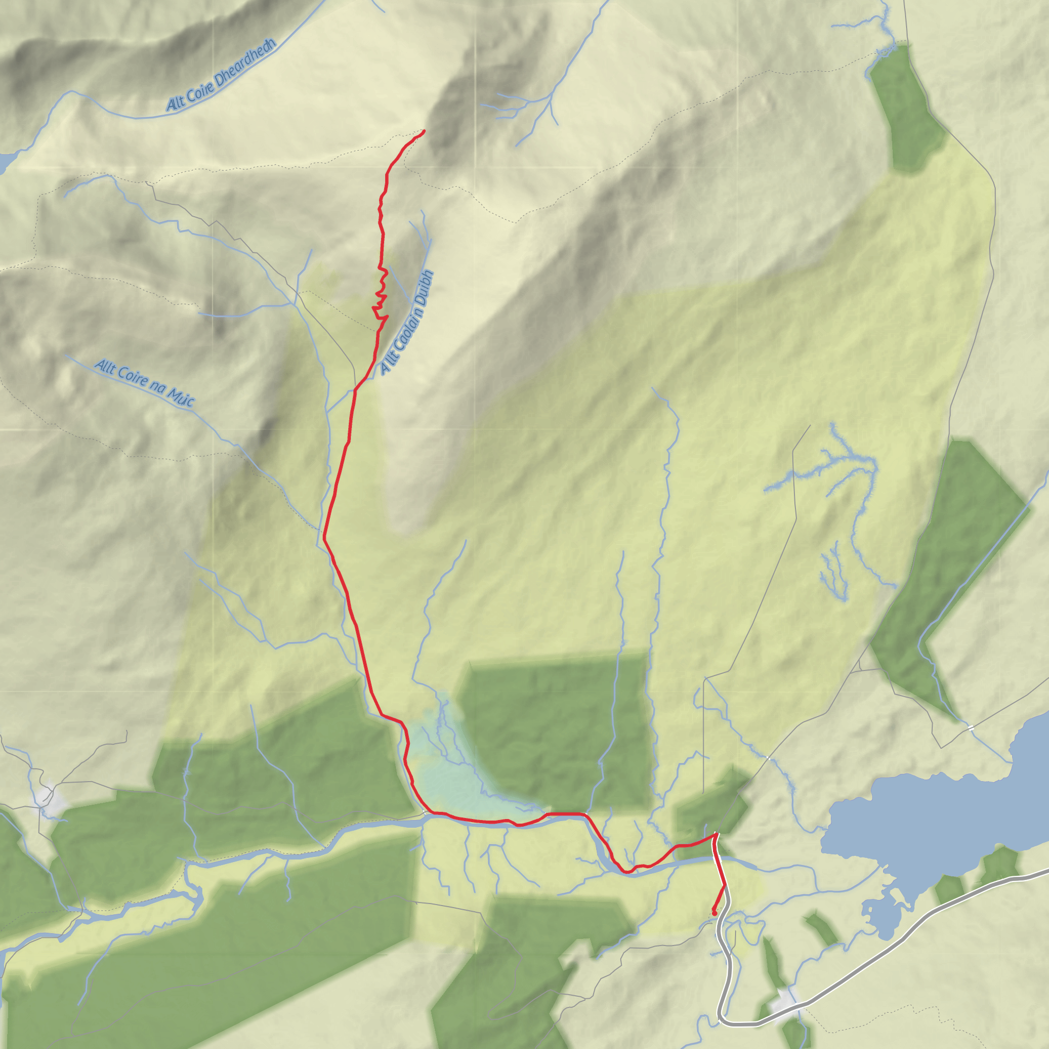 Stob a'Choire Odhair from Bridge of Orchy mobile static map