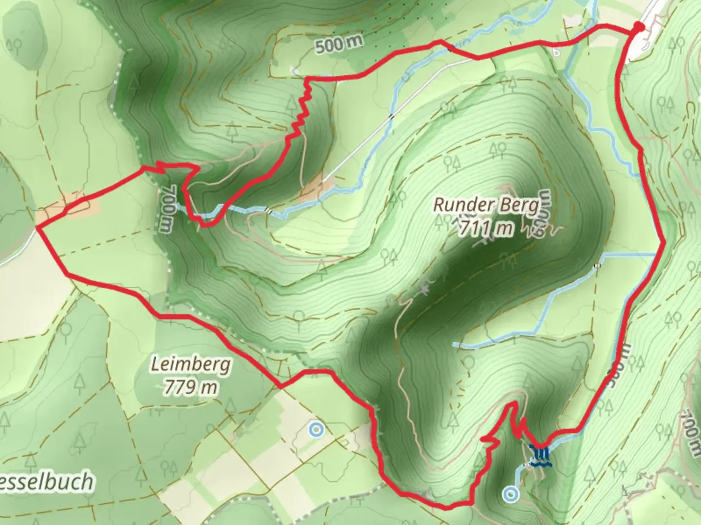 An image depicting the trail Wasserfallsteig Circle and its surrounding area.