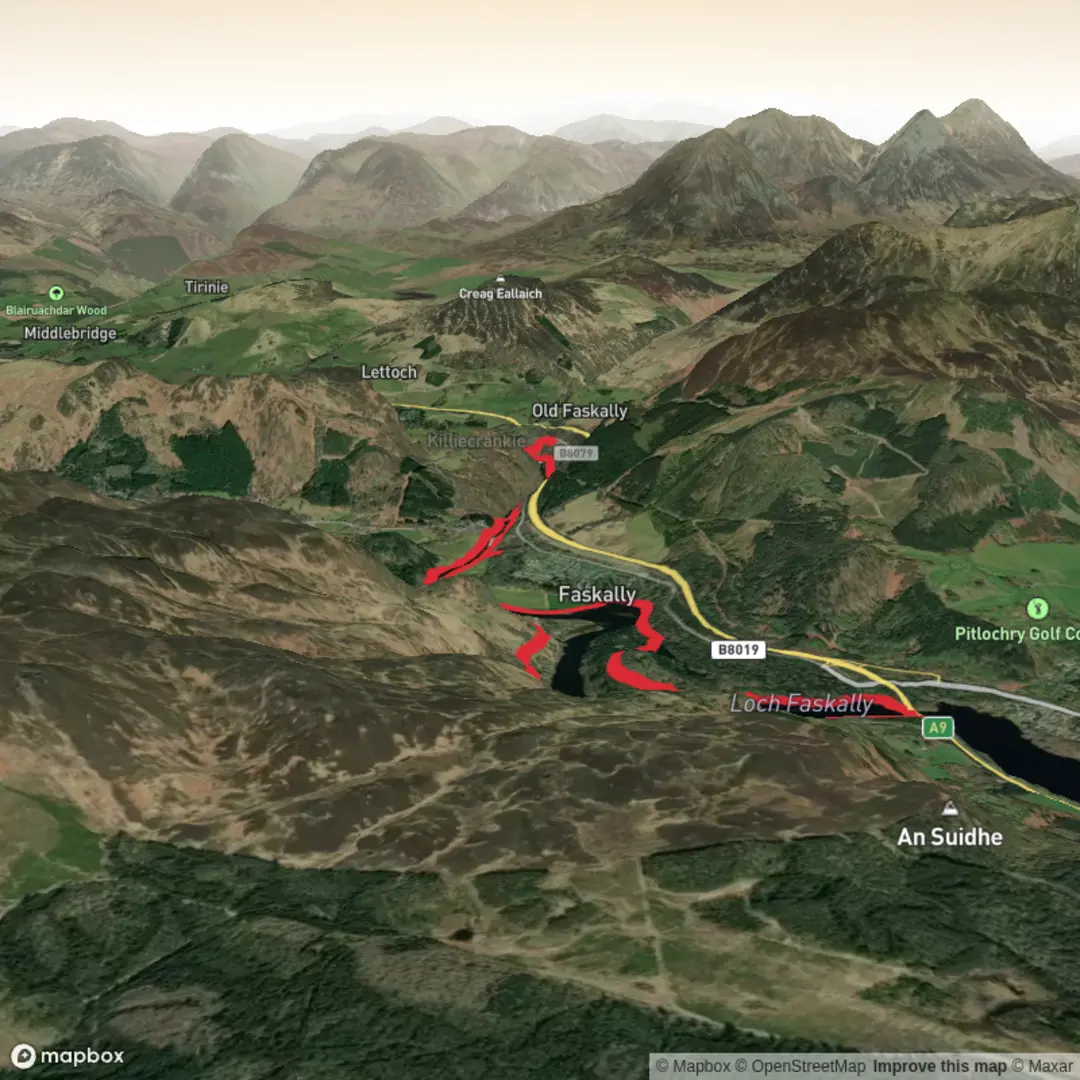 An image depicting the trail Killiecrankie and Loch Faskally Circular and its surrounding area.