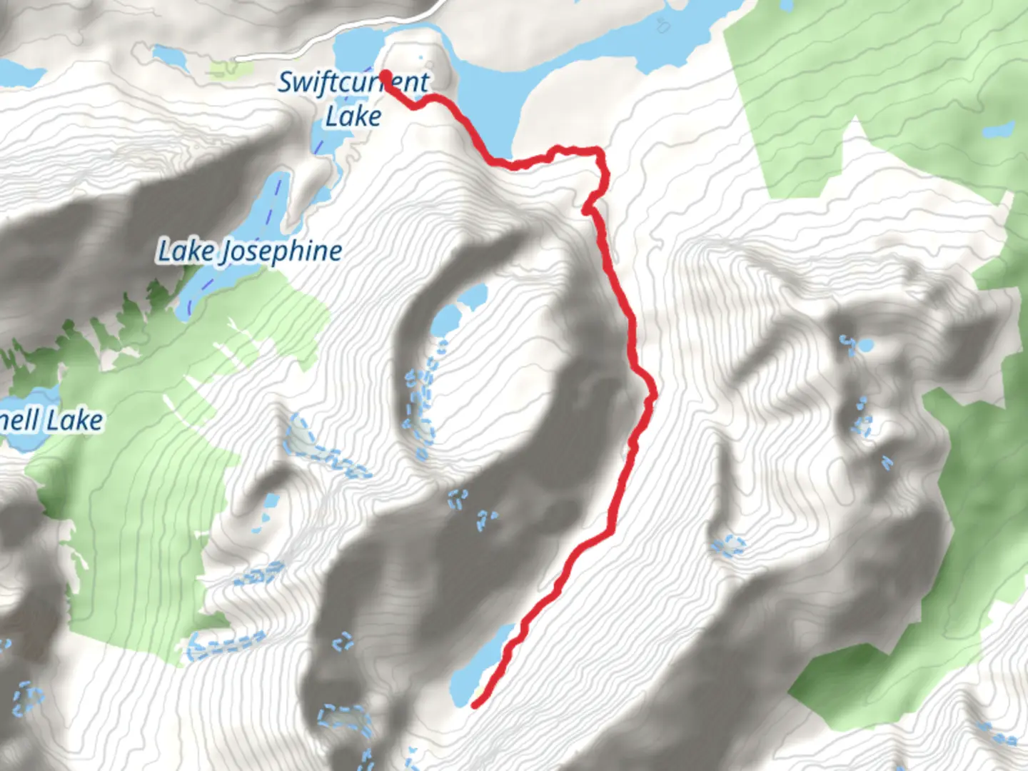 An image depicting the trail Cracker Lake Trail and its surrounding area.