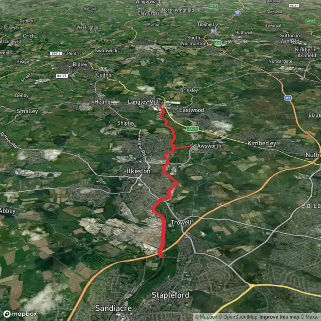 An image depicting the trail Erewash Circular Day 2 and its surrounding area.