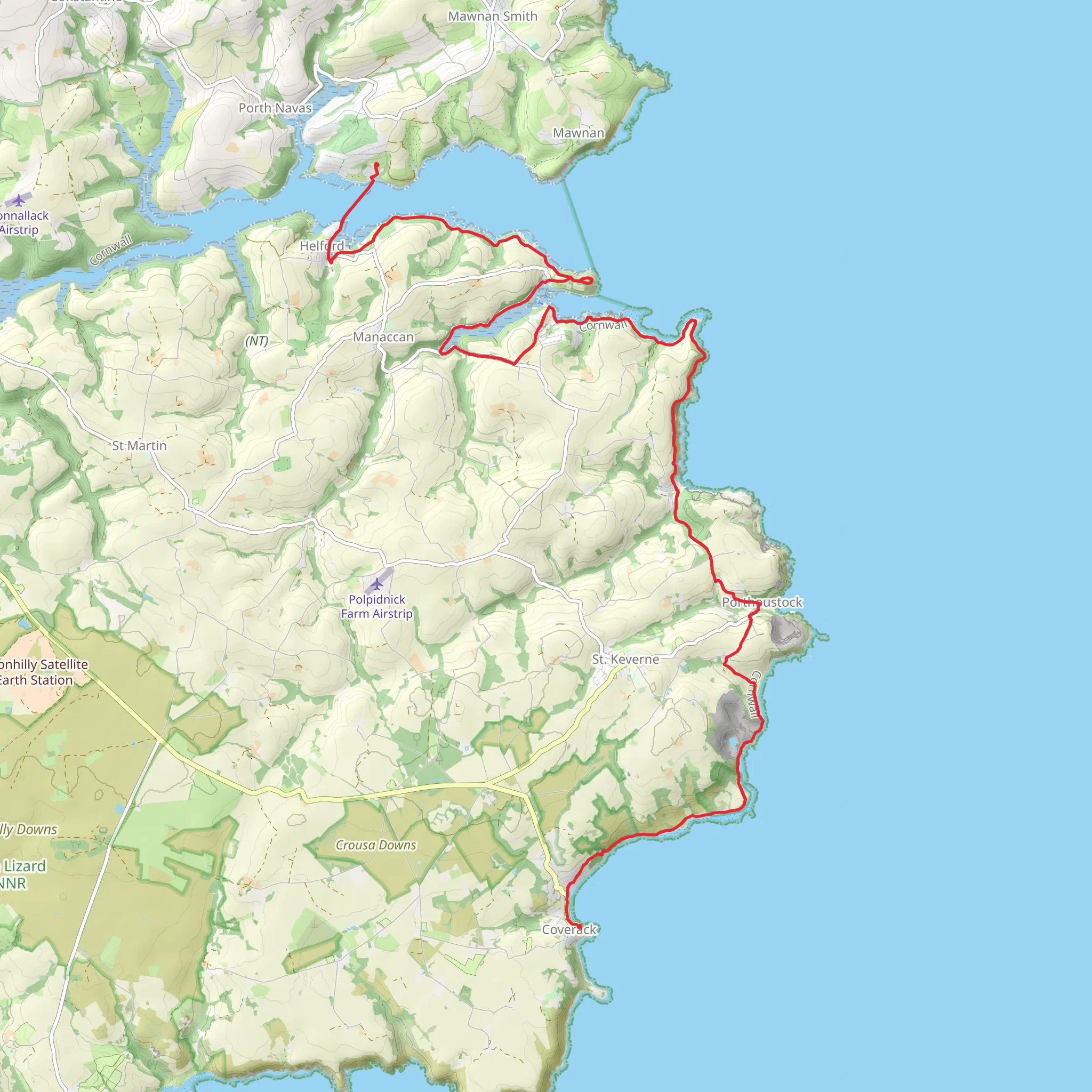 Coverack to Helford Walk mobile static map