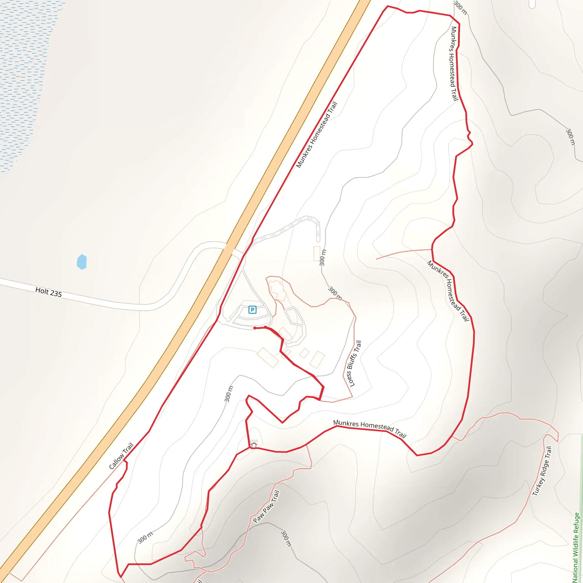 Loess Bluffs Trail and Munkres homestead Trail Loop mobile static map