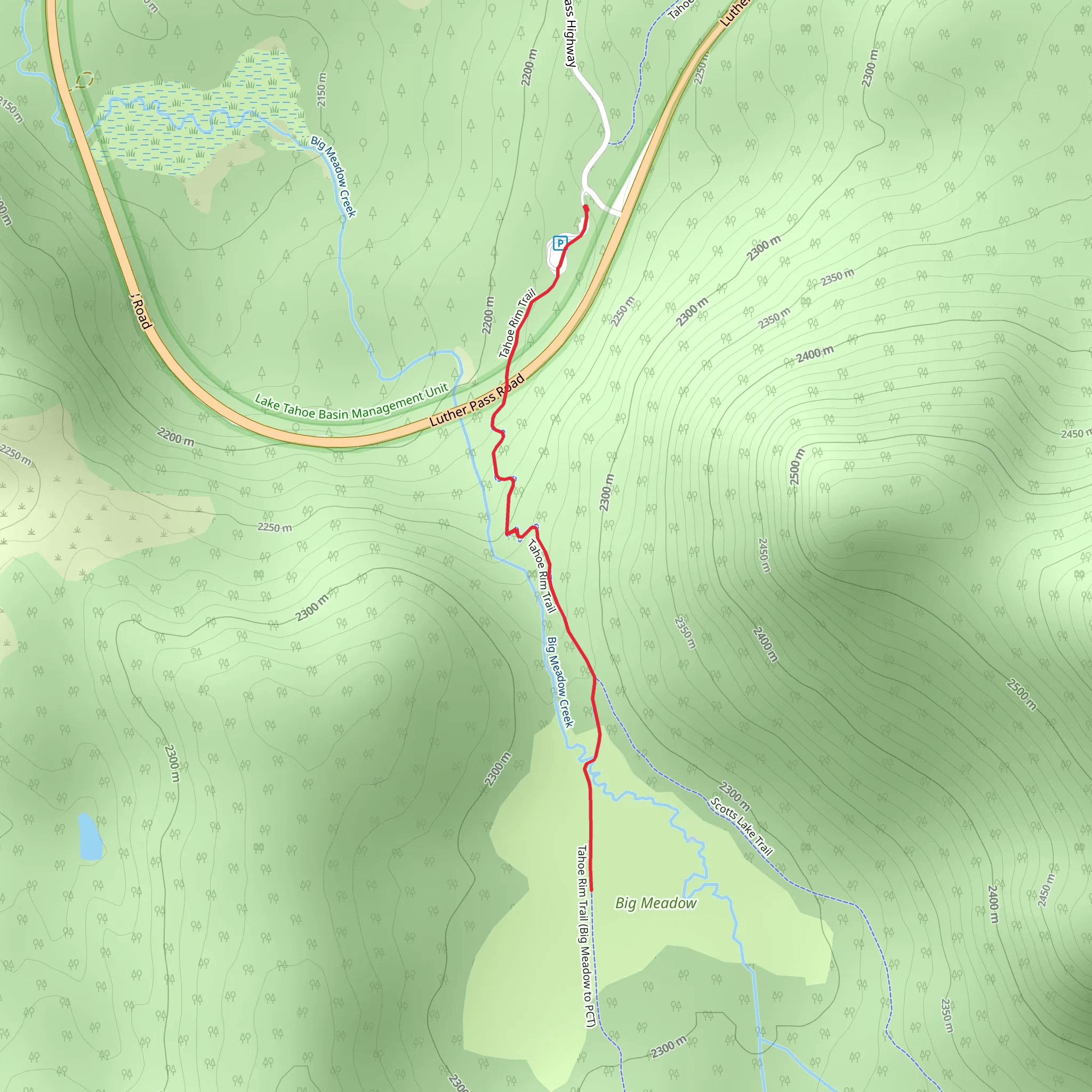 Big Meadow via Tahoe Rim Trail mobile static map