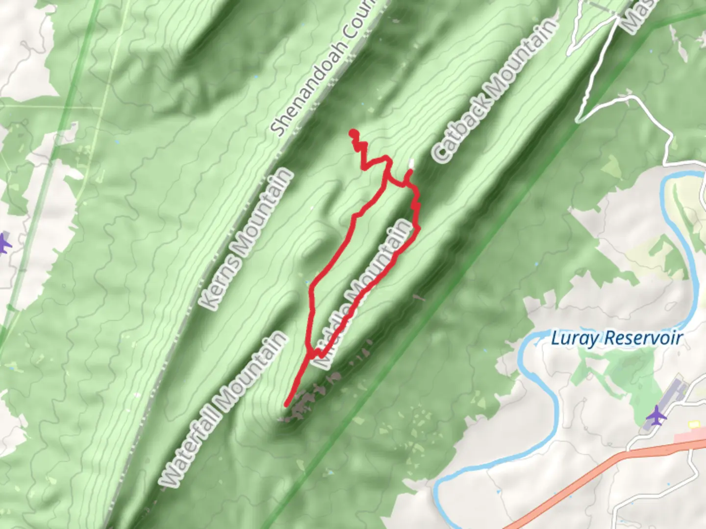 An image depicting the trail Duncan Knob via Scothorn Gap Loop Trail and its surrounding area.