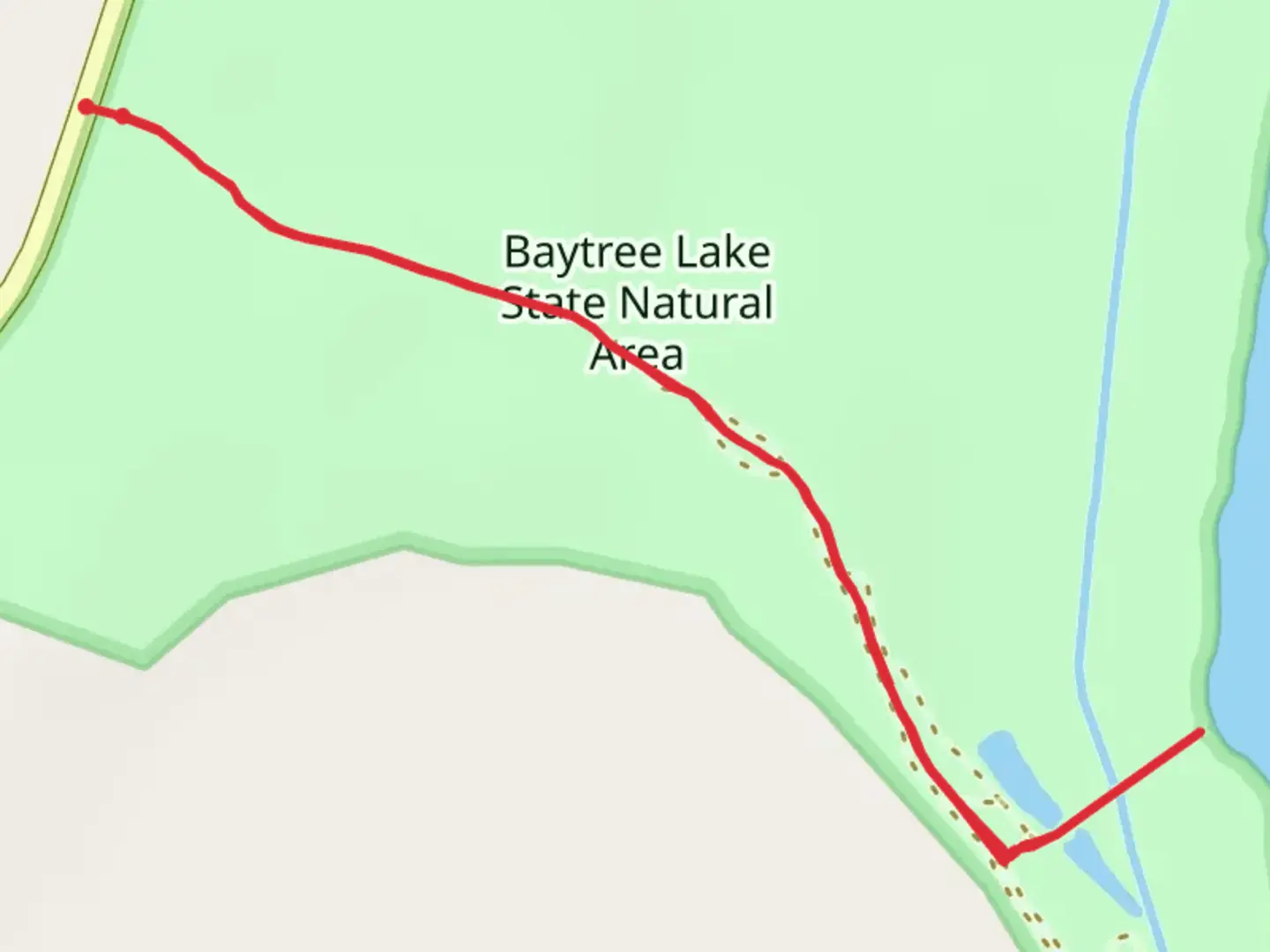 An image depicting the trail Baytree Lake Trail and its surrounding area.