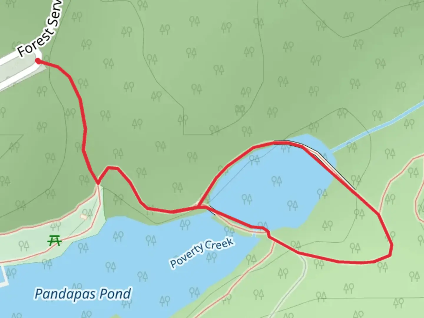 An image depicting the trail Pandapas Pond Wetland Loop Trail and its surrounding area.