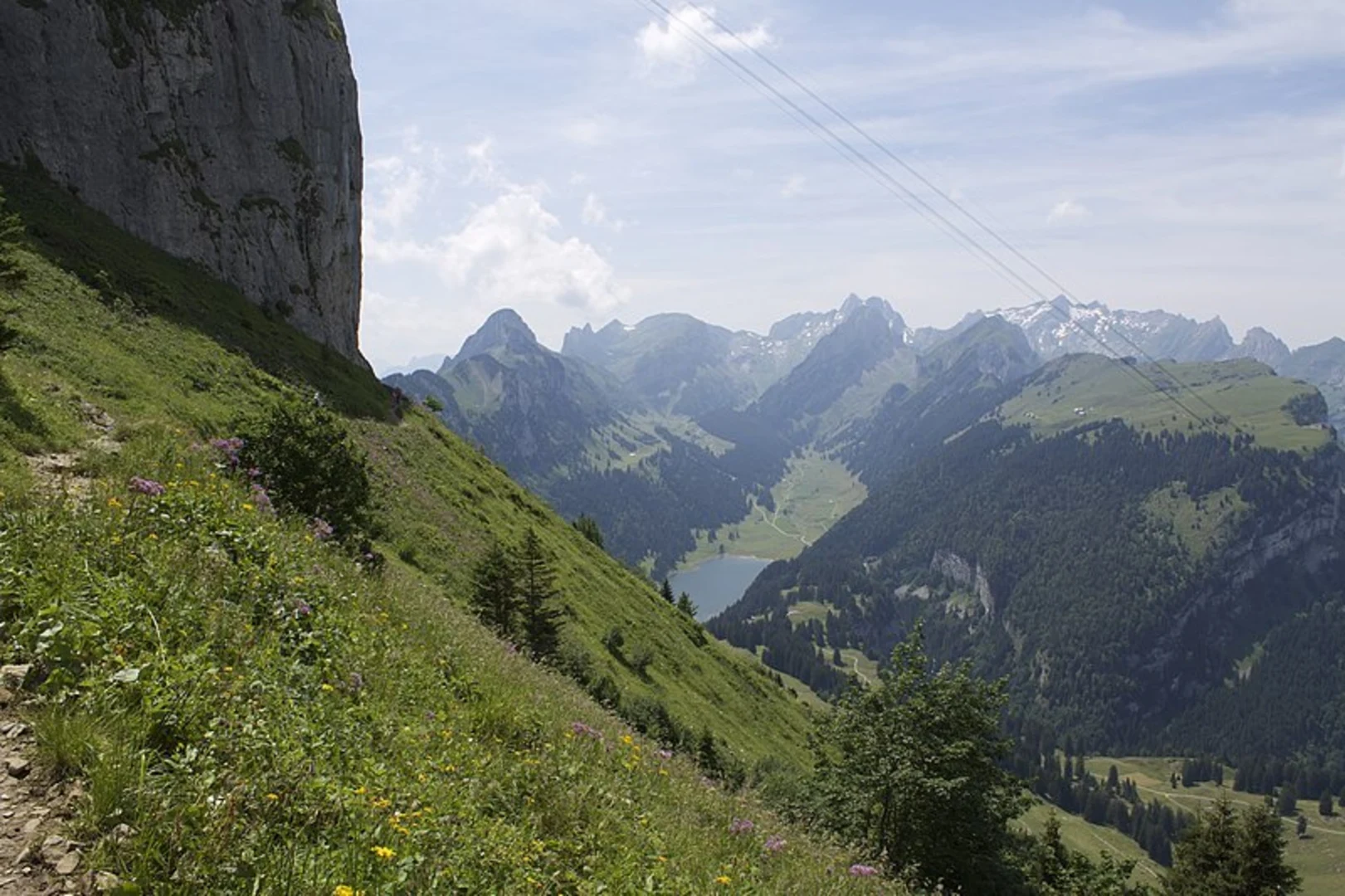 An image depicting the trail Brülisau to Hoher Kasten and its surrounding area.