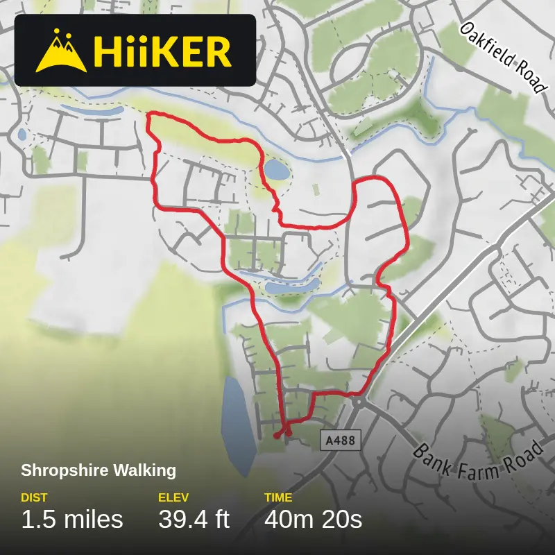 A map preview of the recording Shropshire Walking.