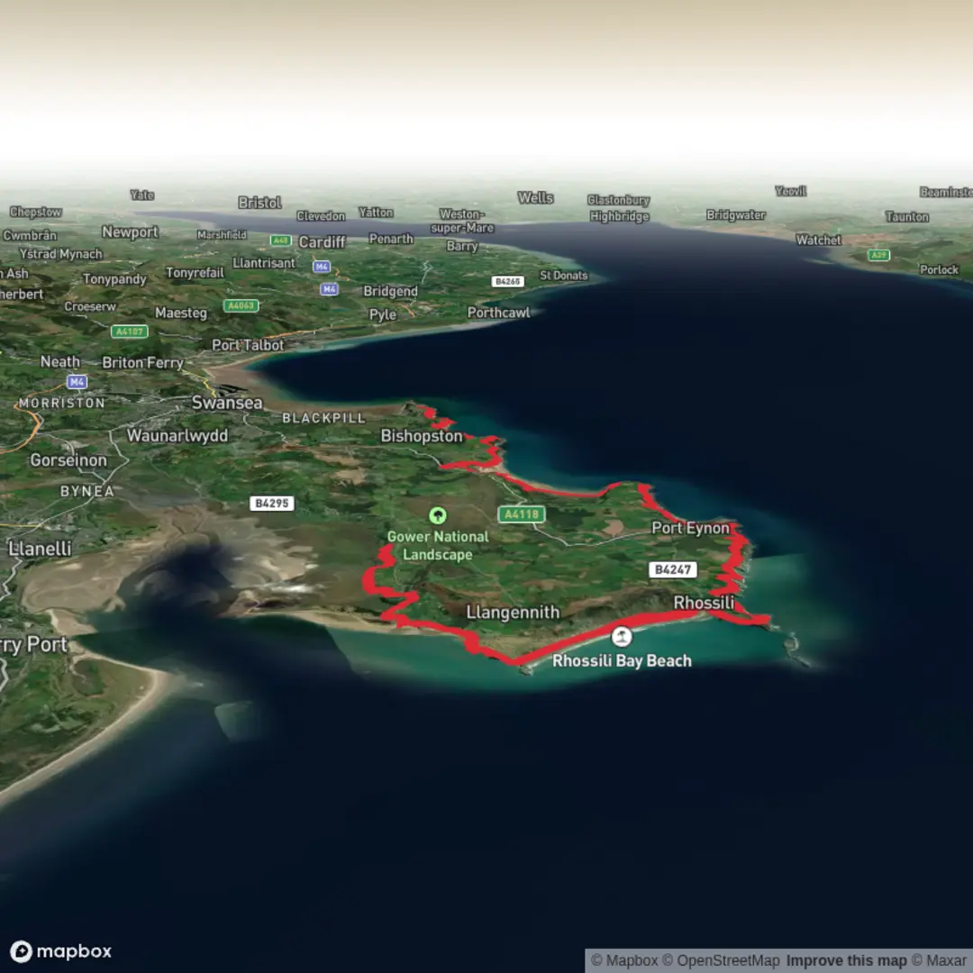 An image depicting the trail Gower Ultra Bach and its surrounding area.