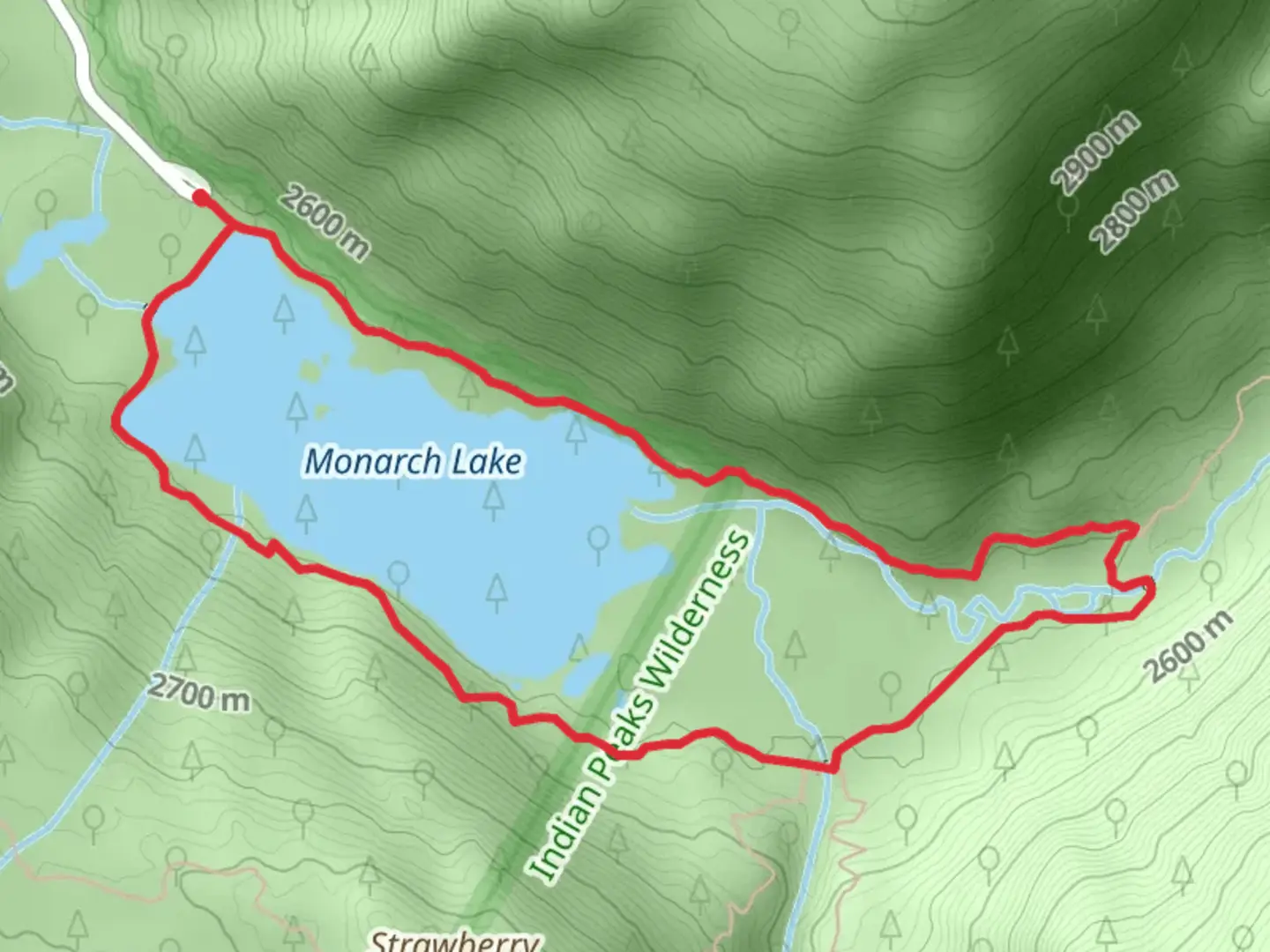 An image depicting the trail Monarch Lake Loop and its surrounding area.